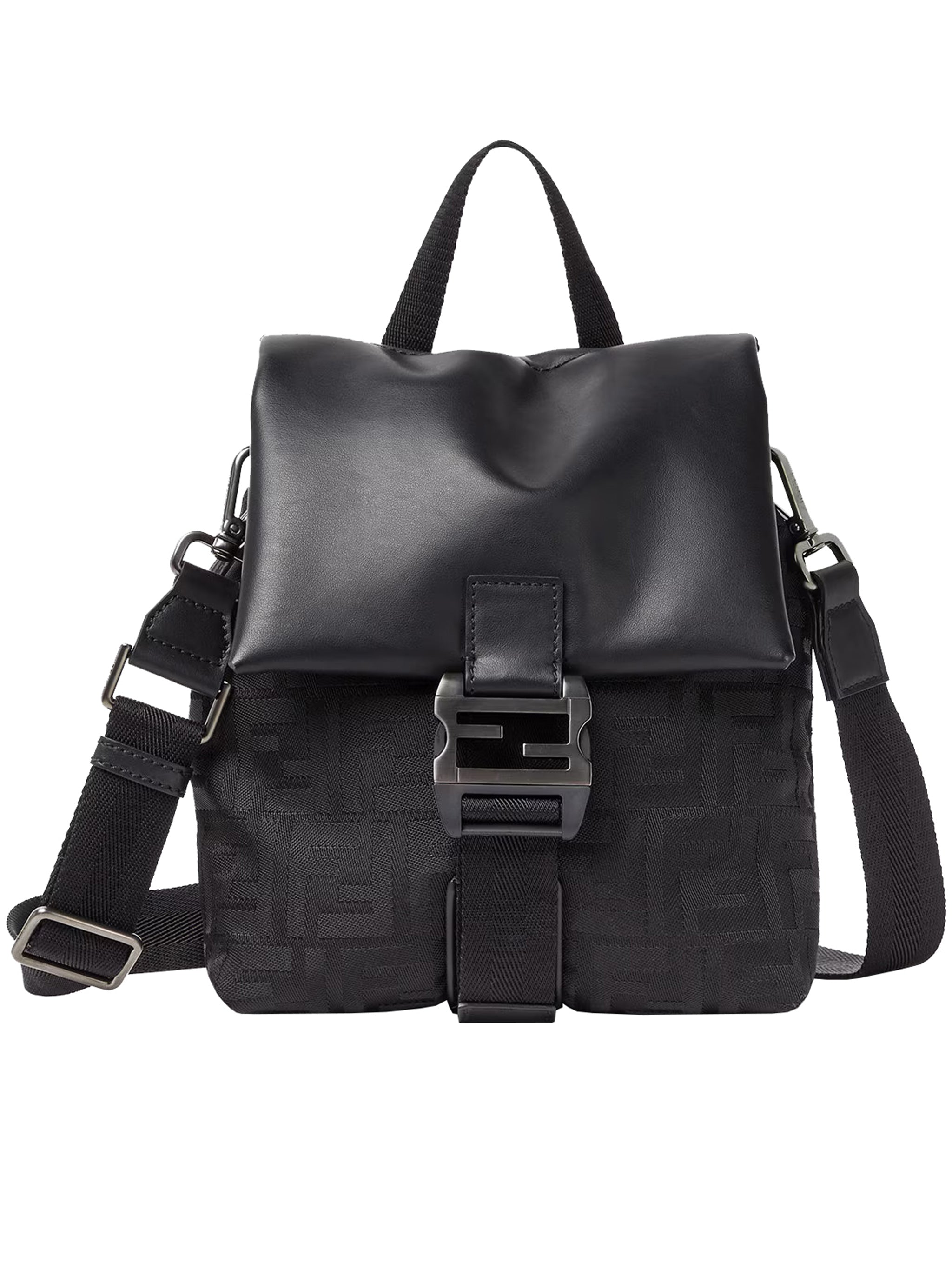 Black Nylon Satchel Crossbody Ff