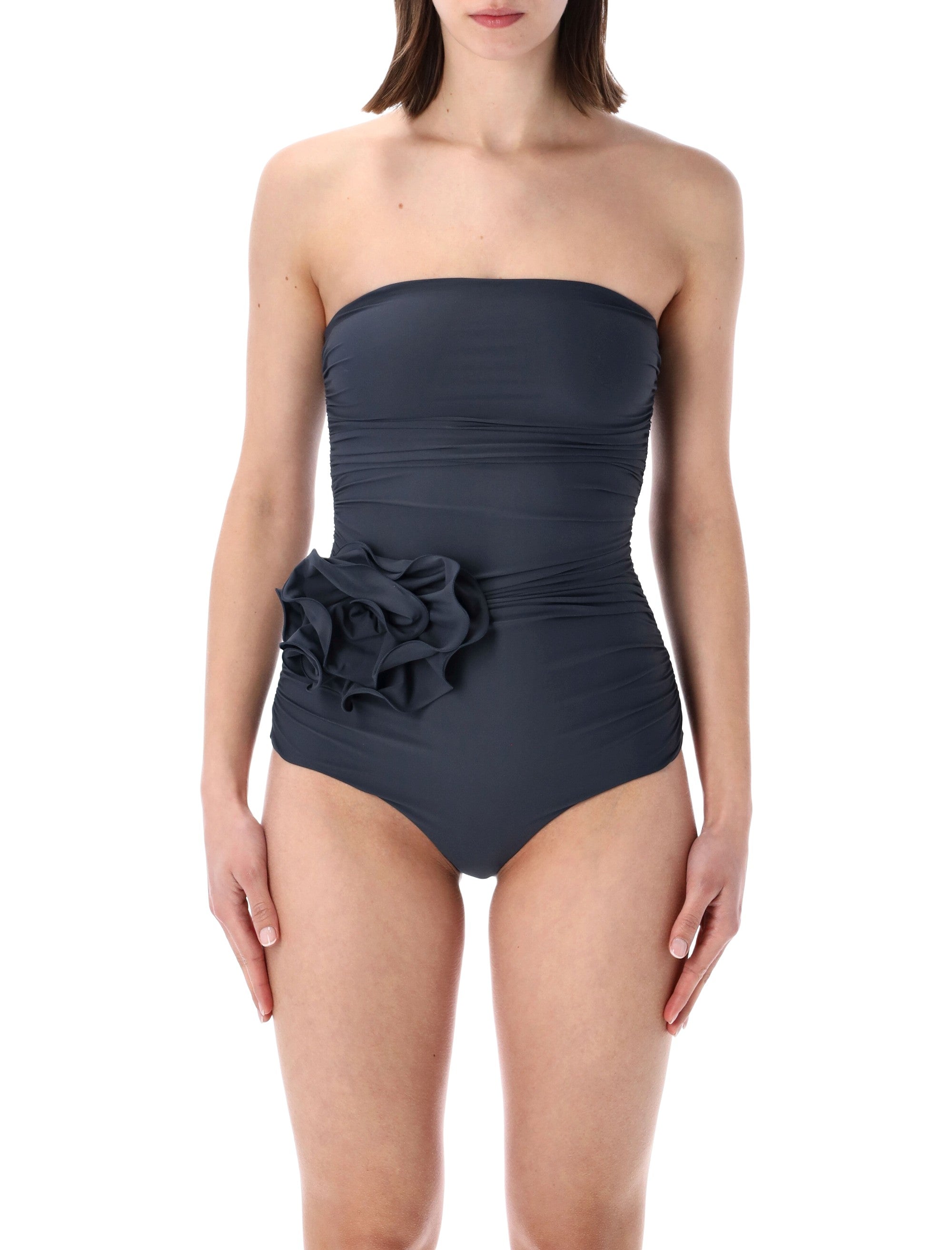 Flower Appliqué Strapless Swimsuit