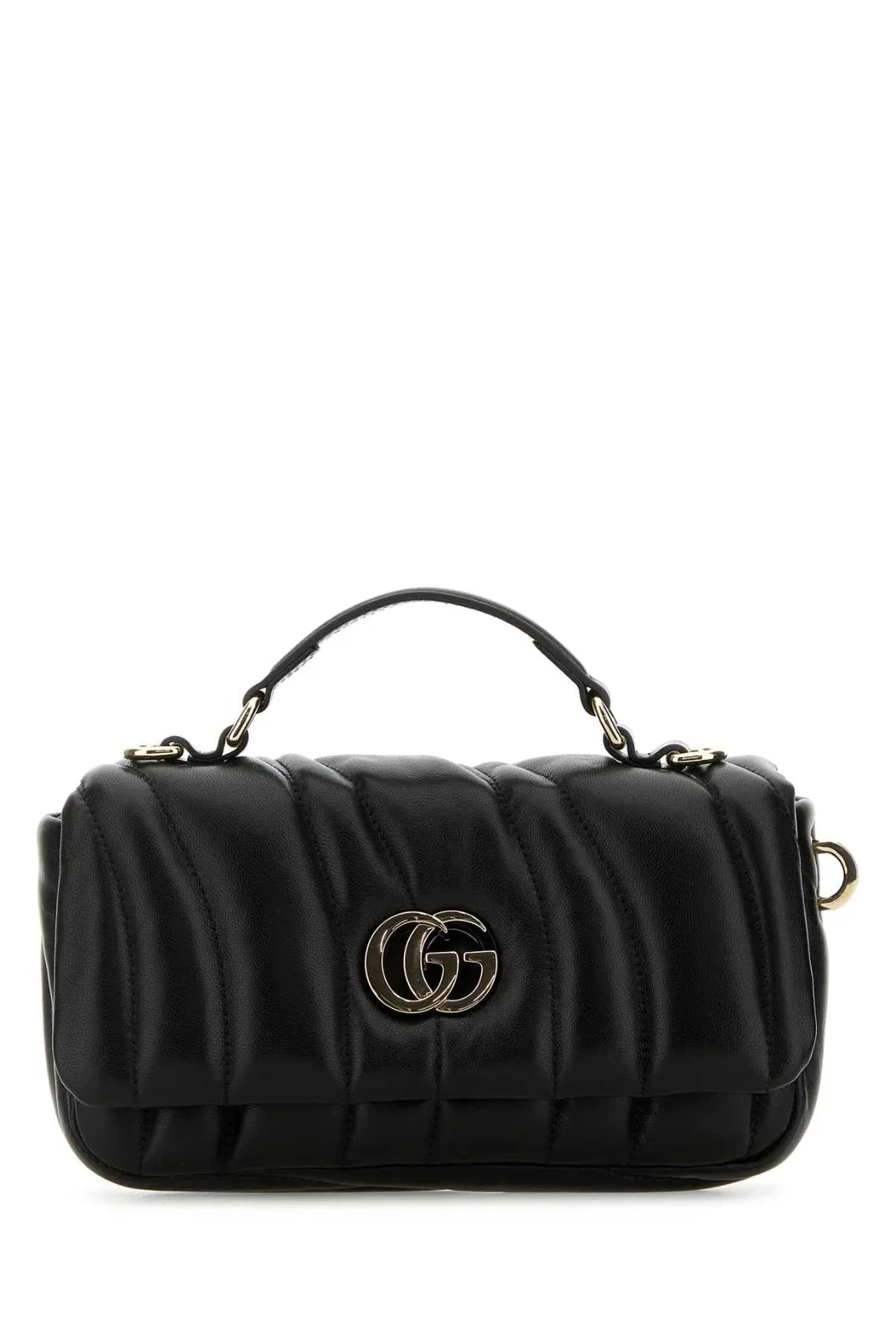 Gucci Black Leather Gg Milano Handbag