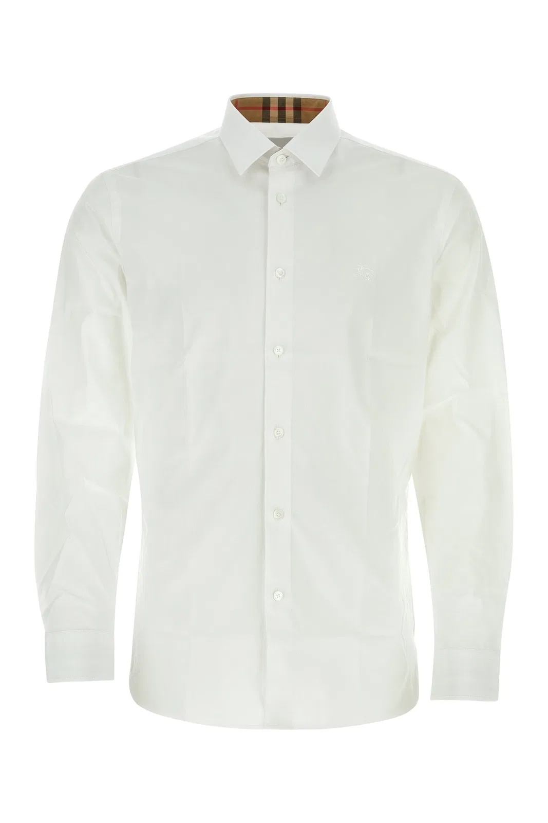 White Cotton Elastane Slim Shirt
