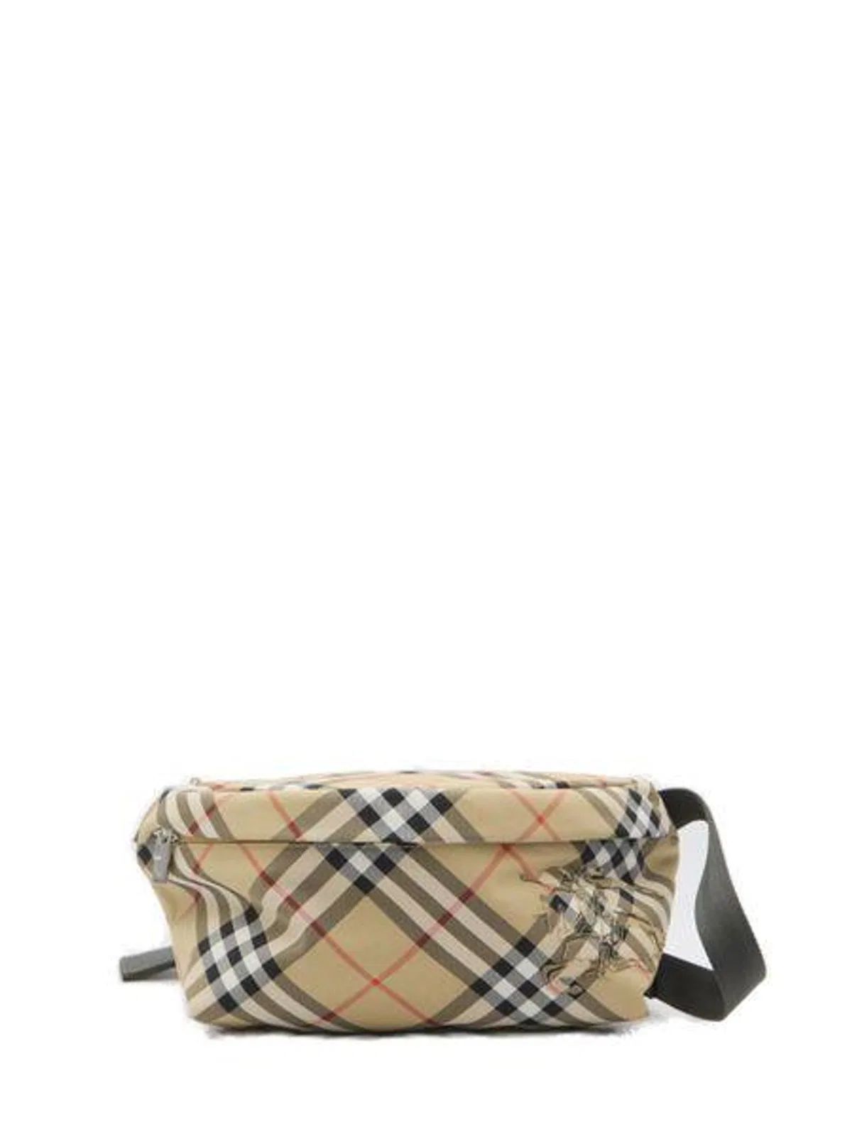 Embroidered Fabric Check Belt Bag