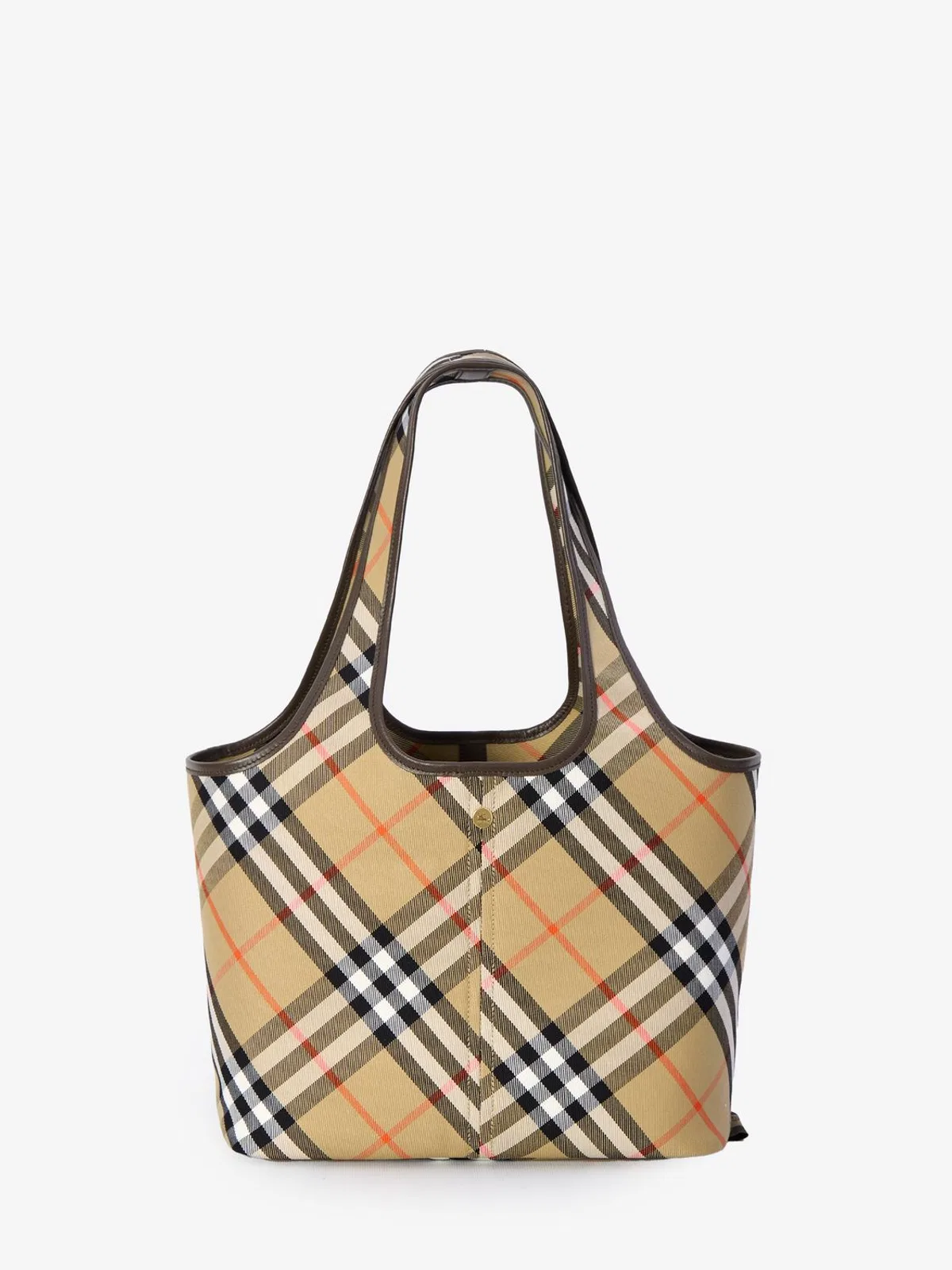 Burberry Embroidered Canvas Small Check Shopping Bag