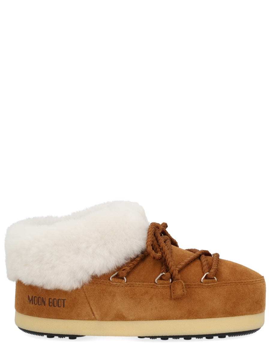 Moon Boot Evx Suede Mules With Sheepskin Trim