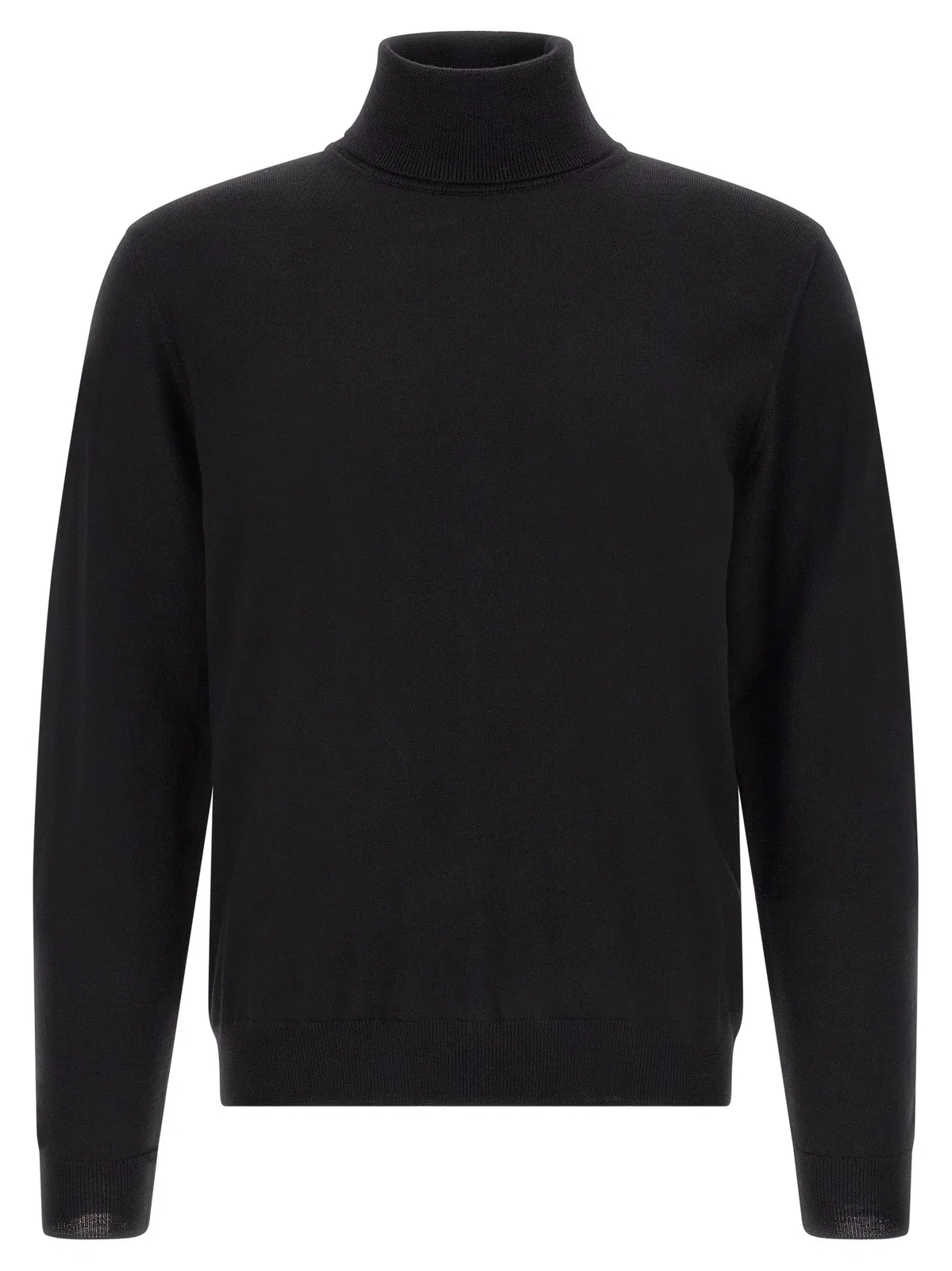 Zanone Men Black Solid Turtle Neck Sweater In Black