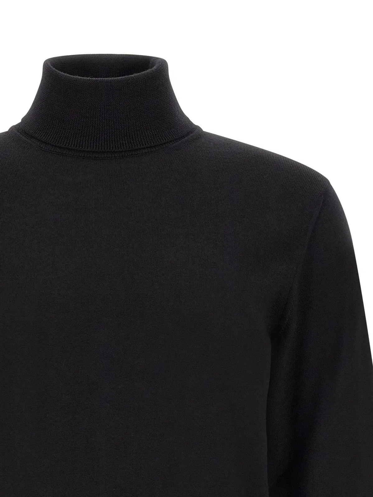 Zanone Men Black Solid Turtle Neck Sweater In Black