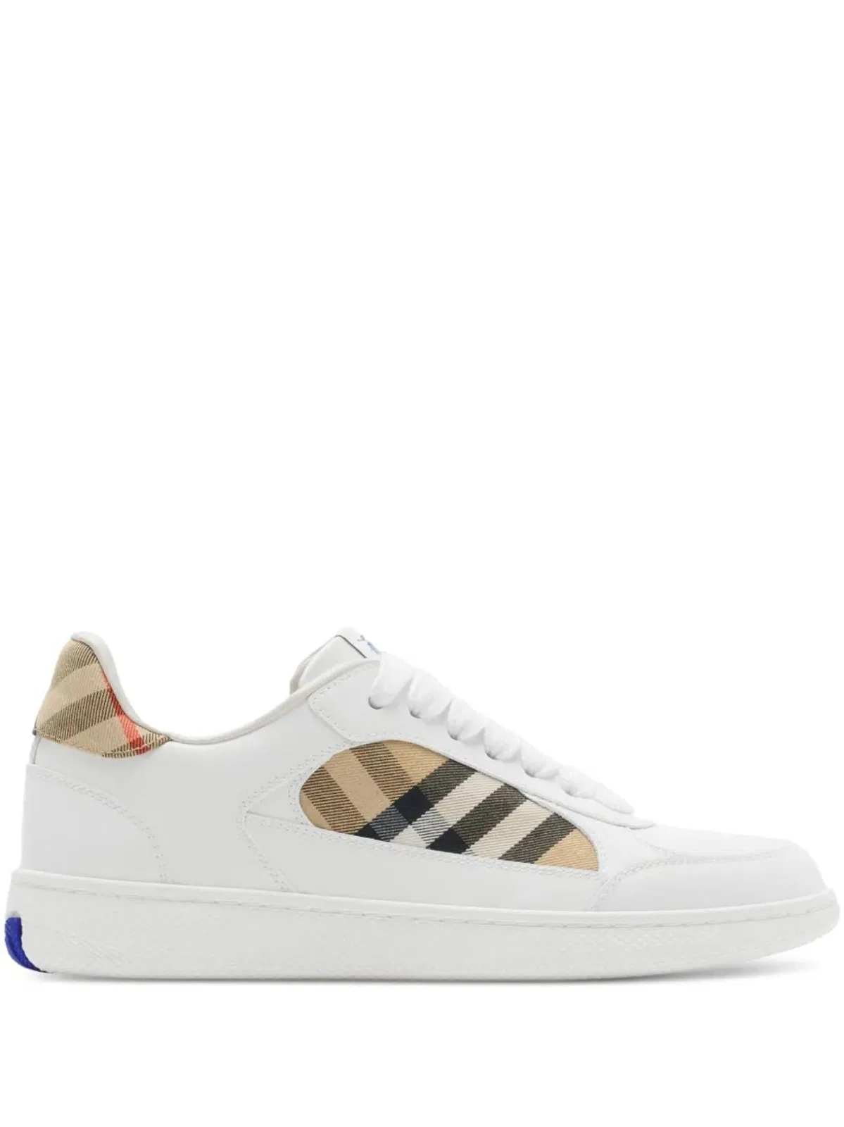 Burberry Terrace Mix White Sand Ip Chk Calf Leather Sneakers