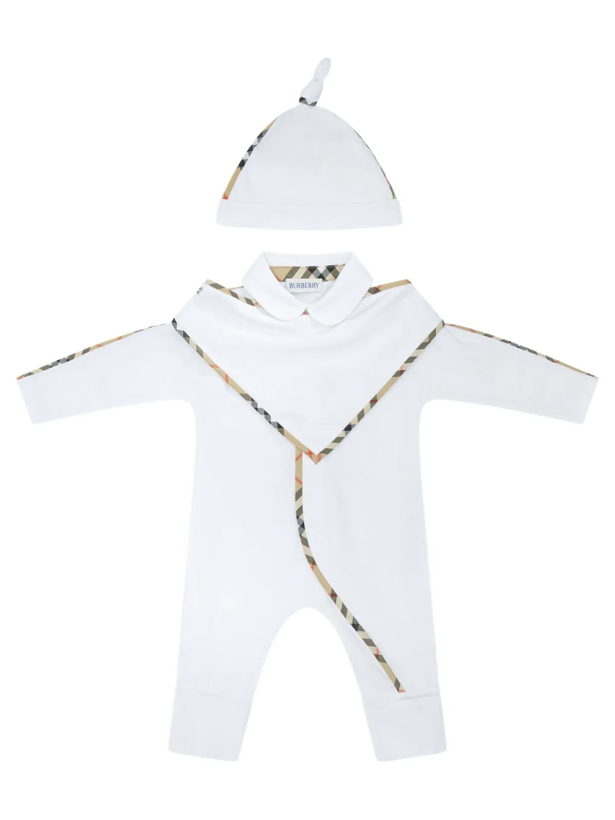 Kids White Cotton Elastane Tracksuit & Set