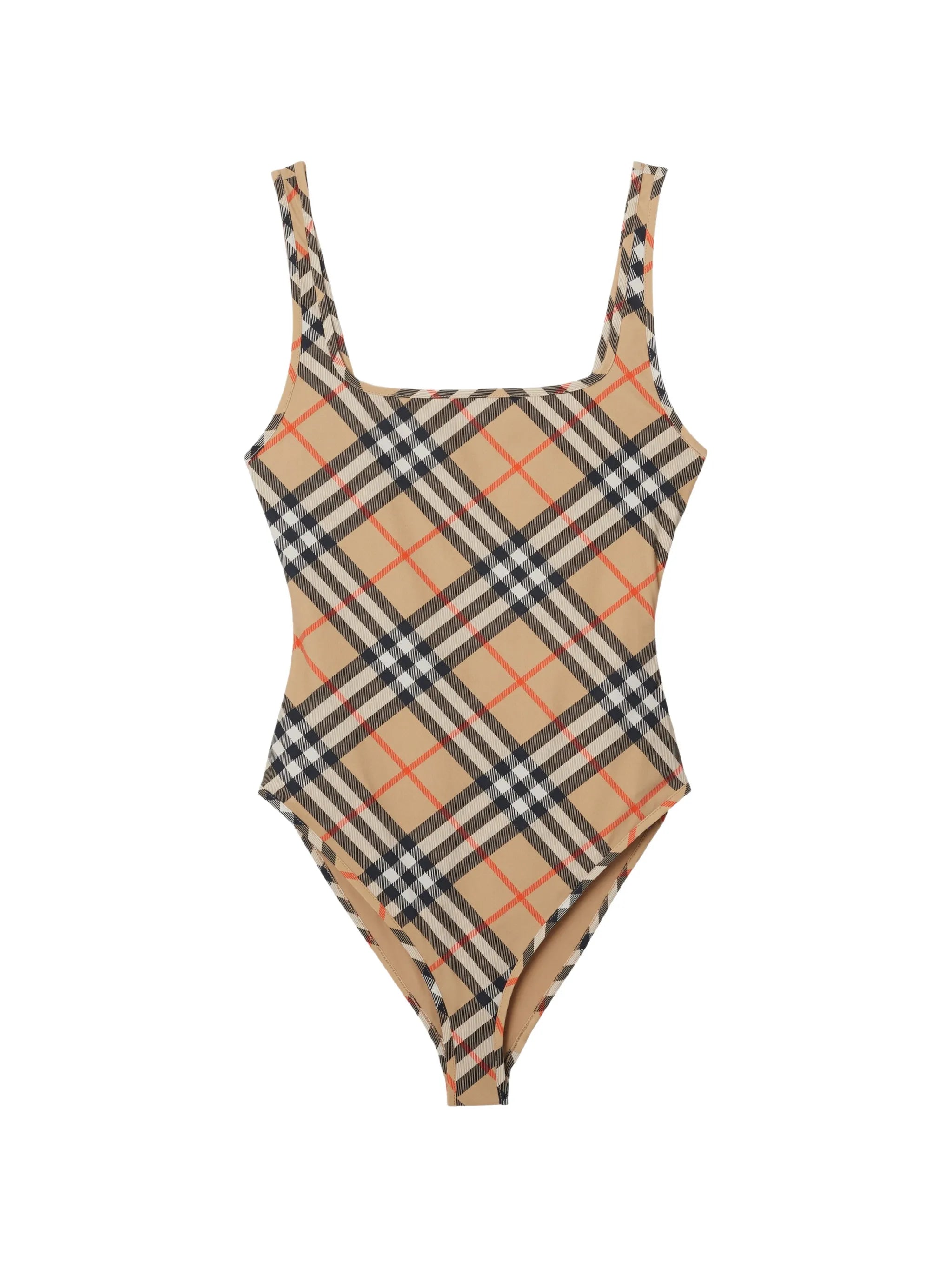Sabina Beige Plaid Swimsuit