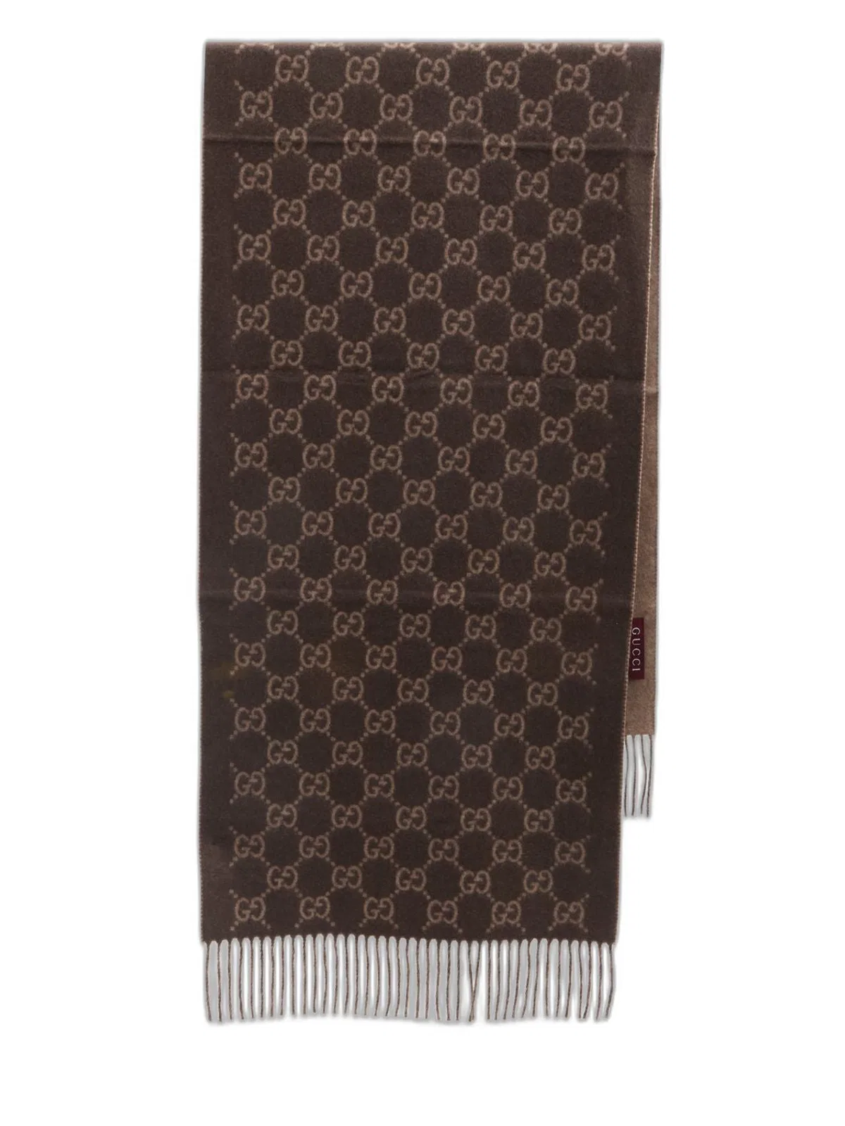 Gg Brown Cashmere Scarf