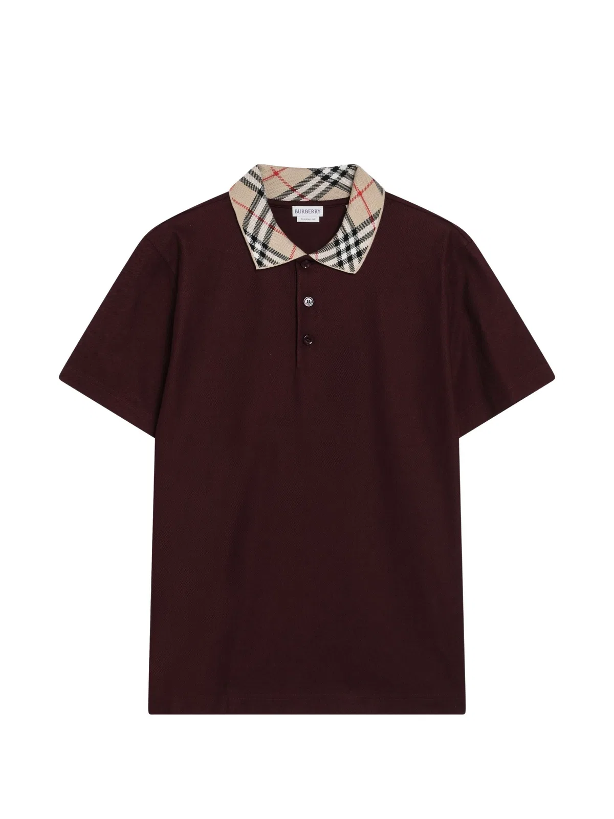 Check-Collar Cotton Polo Shirt