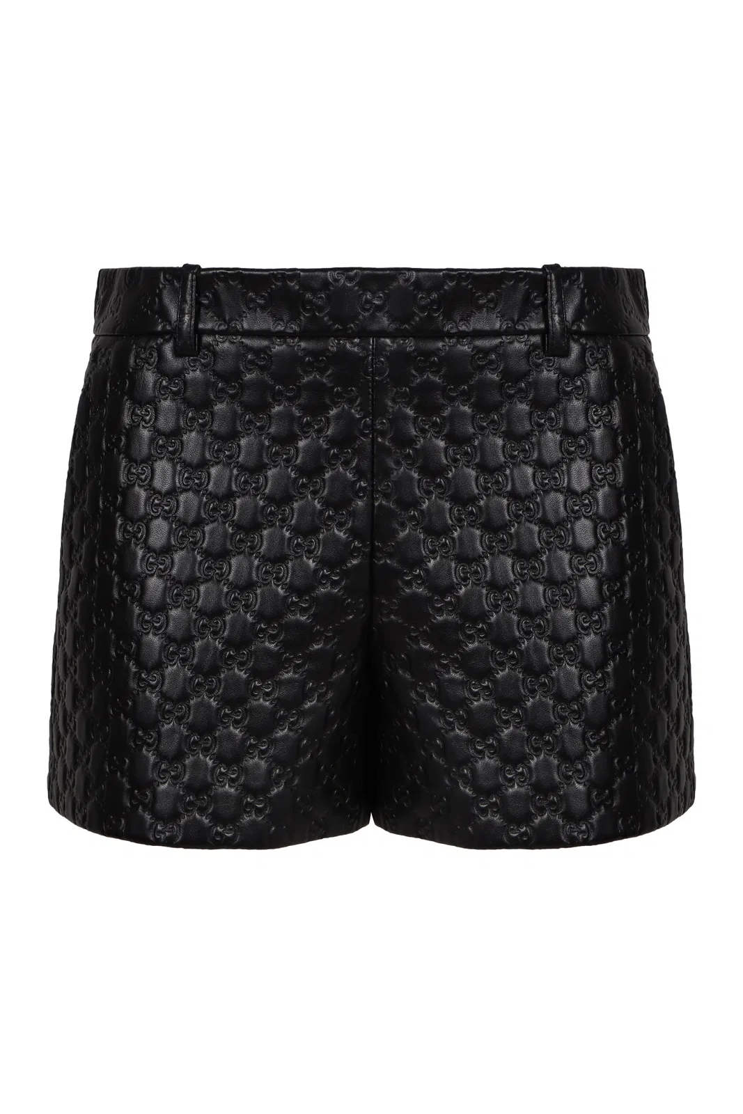 Leather Shorts With Gg Embossing