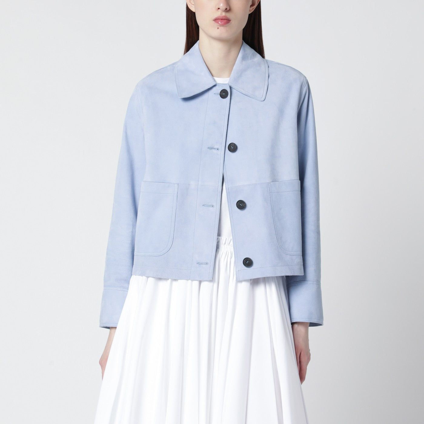 . Light Blue Leather Jacket