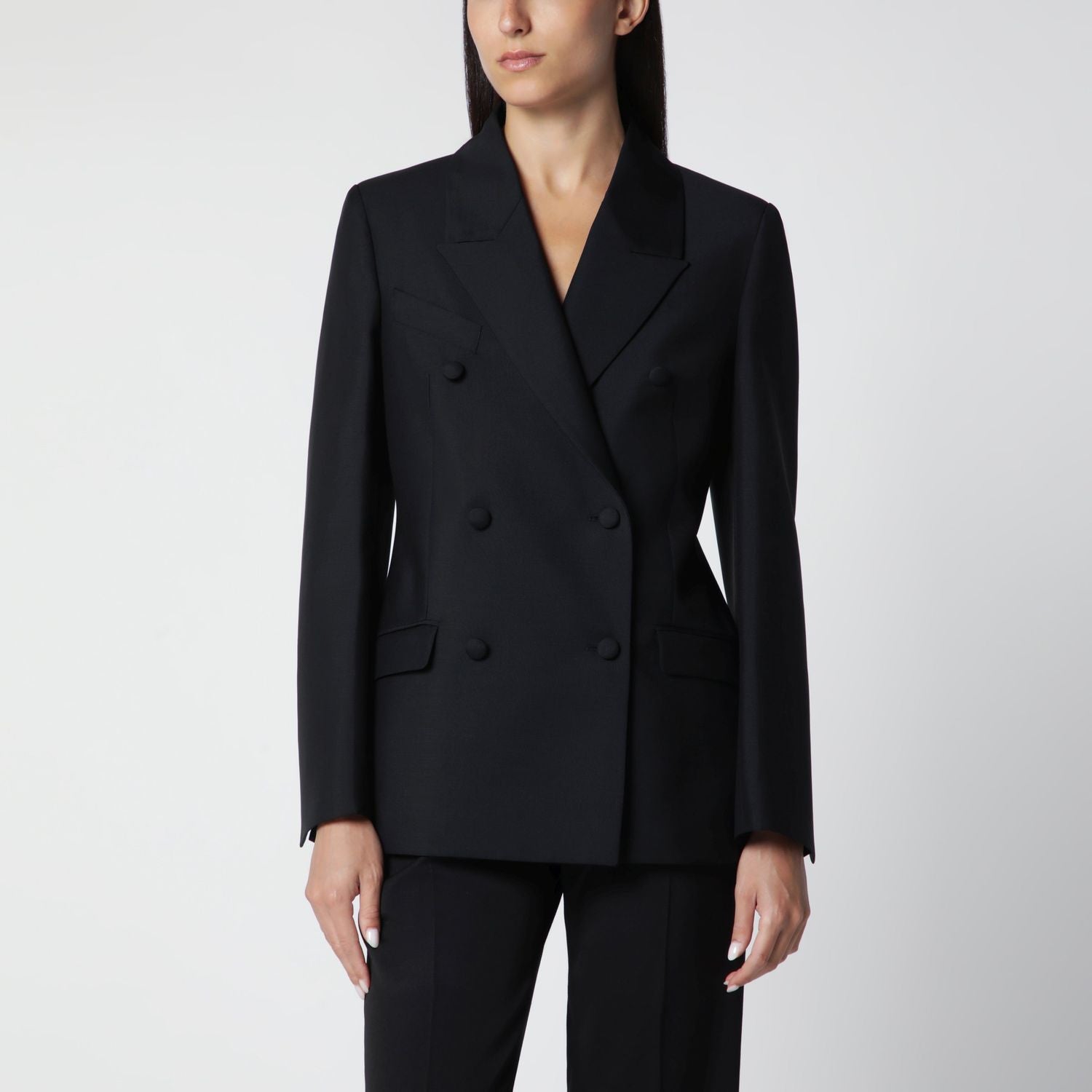 Black Doublebreasted Woolblend Jacket