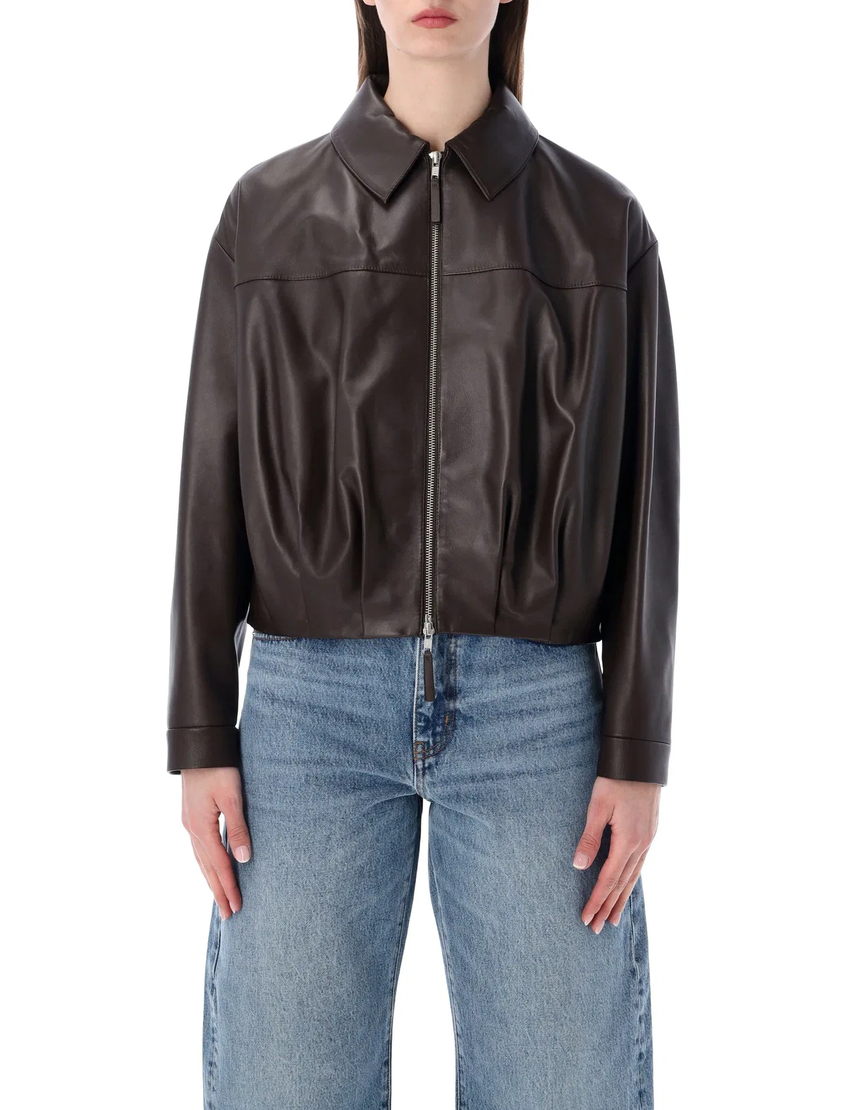 6.6.44 Cropped Nappa Leather Bomber