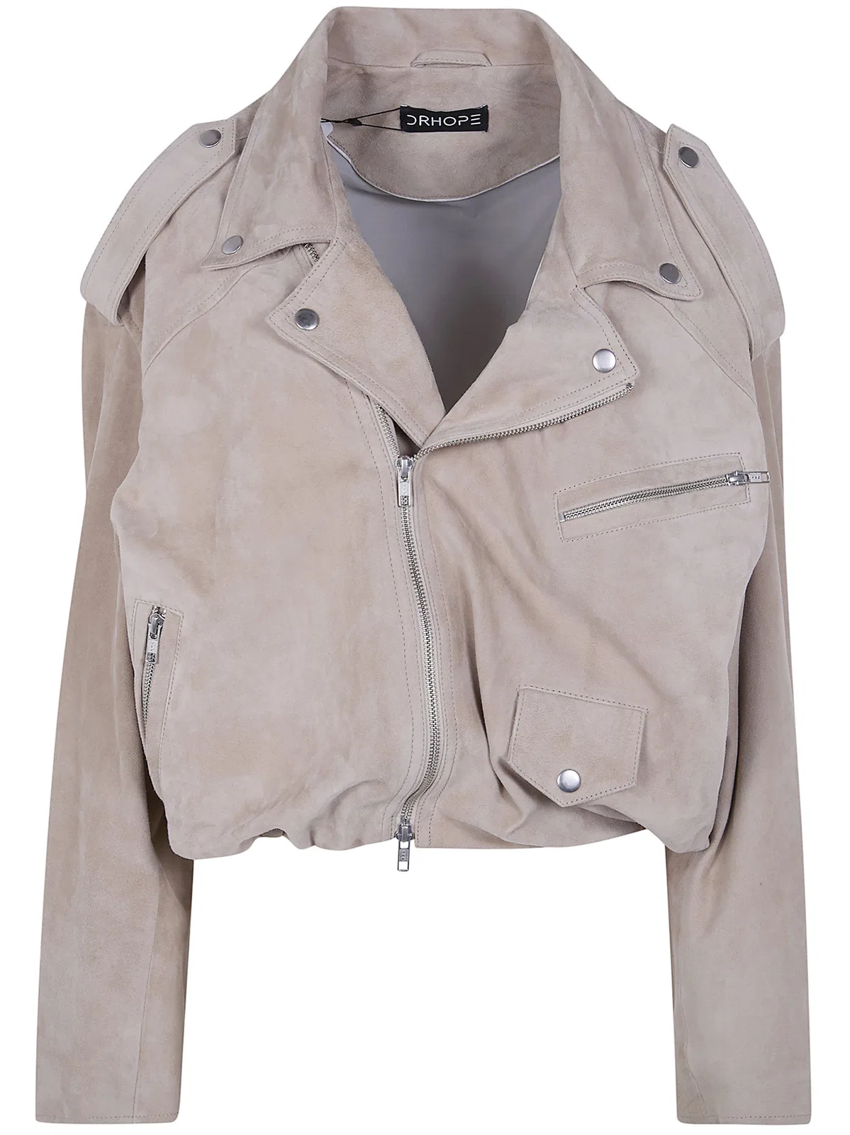 Drhope Suede Biker Jacket In Beige