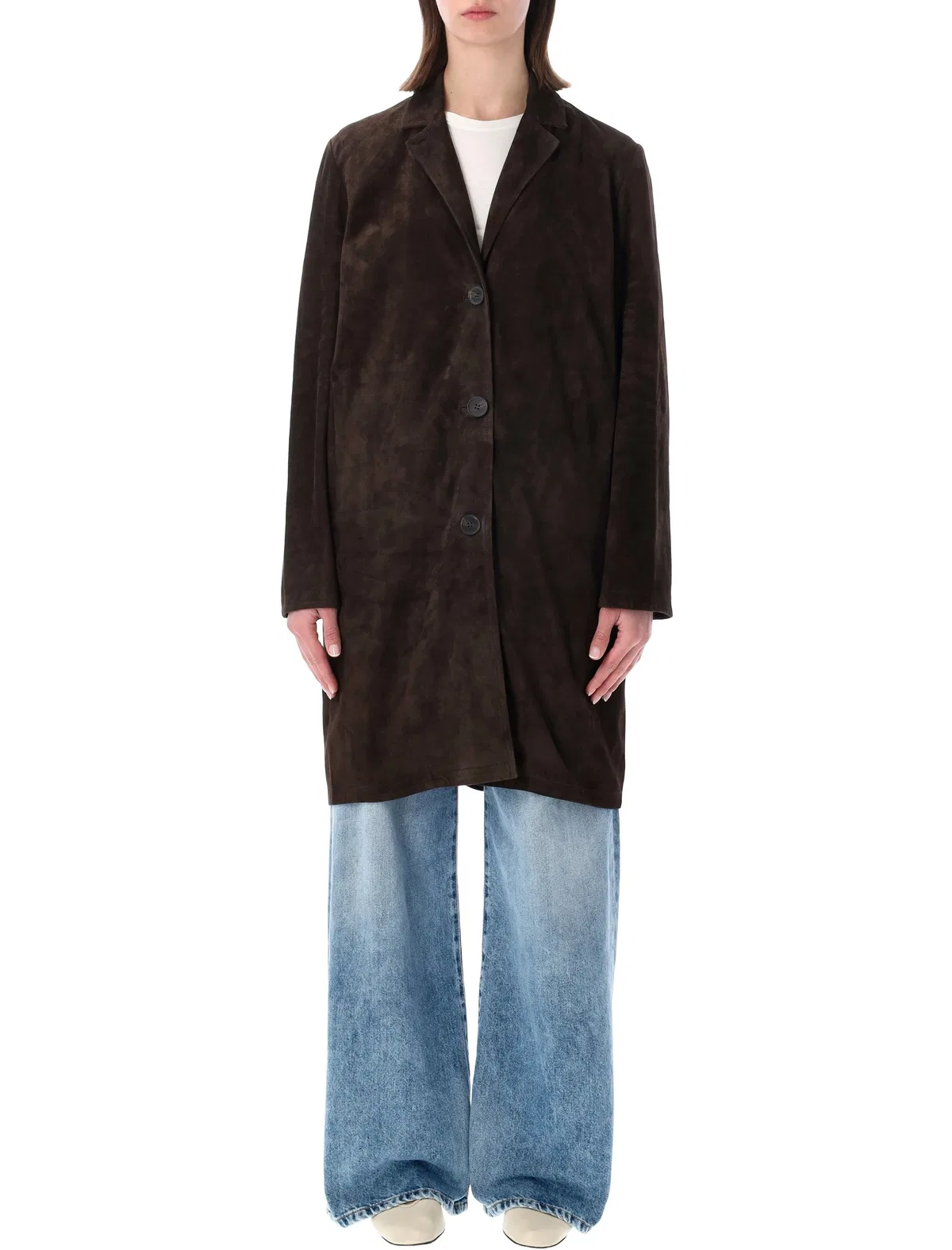 Sword 6.6.44 Sword Tailored Suede-effect Button-front Coat In Black