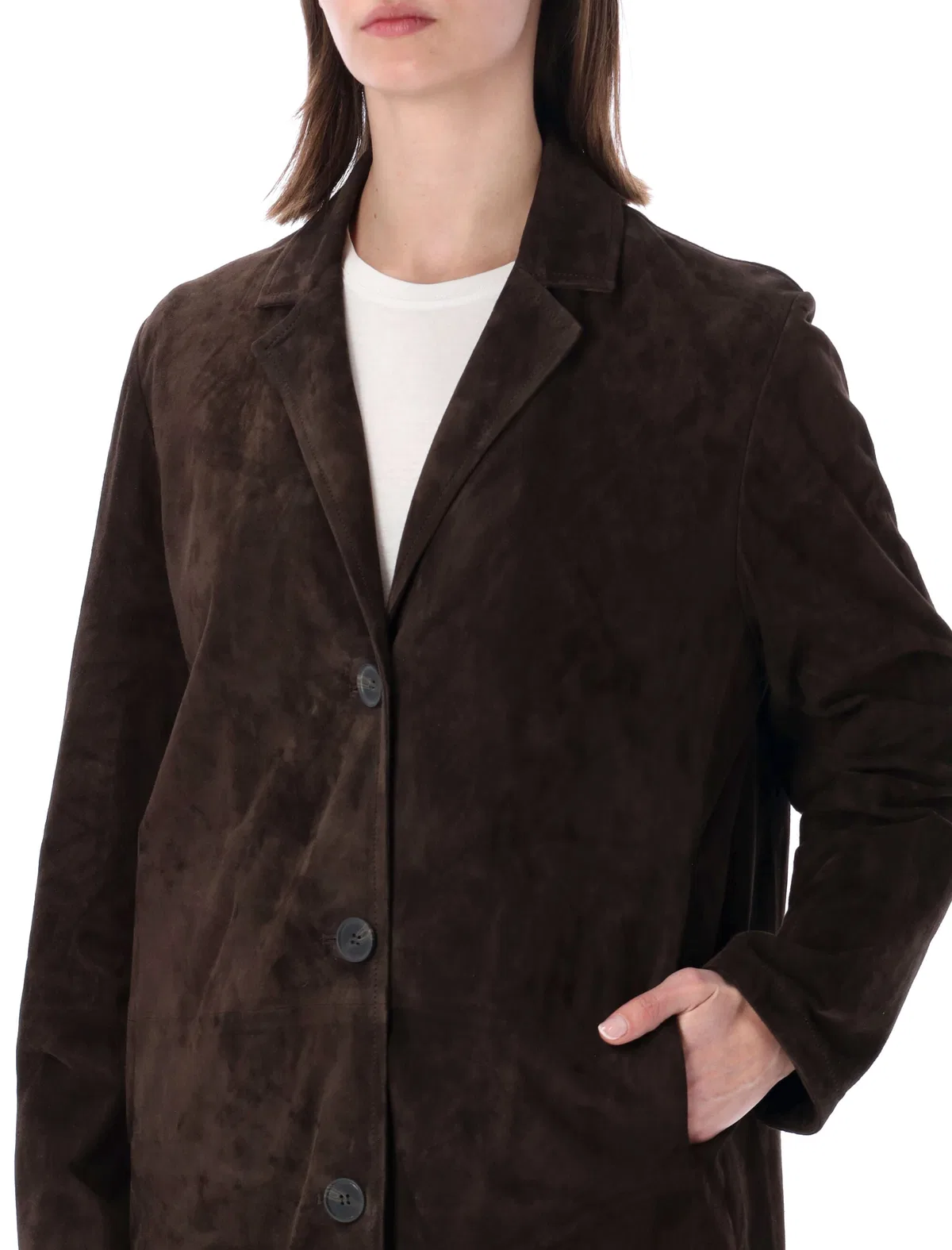 Sword 6.6.44 Sword Tailored Suede-effect Button-front Coat In Black