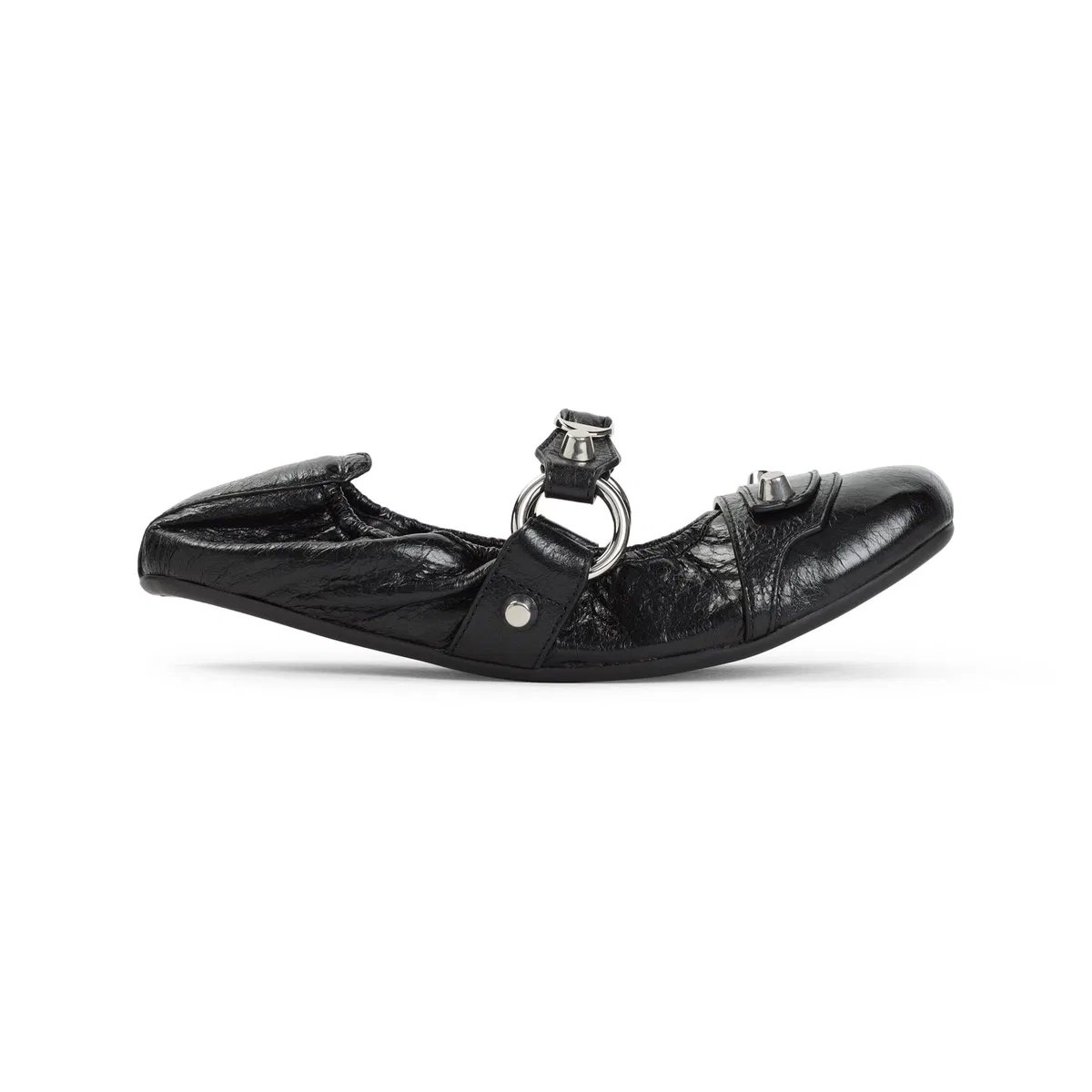 Balenciaga Black Leather City Ballerinas