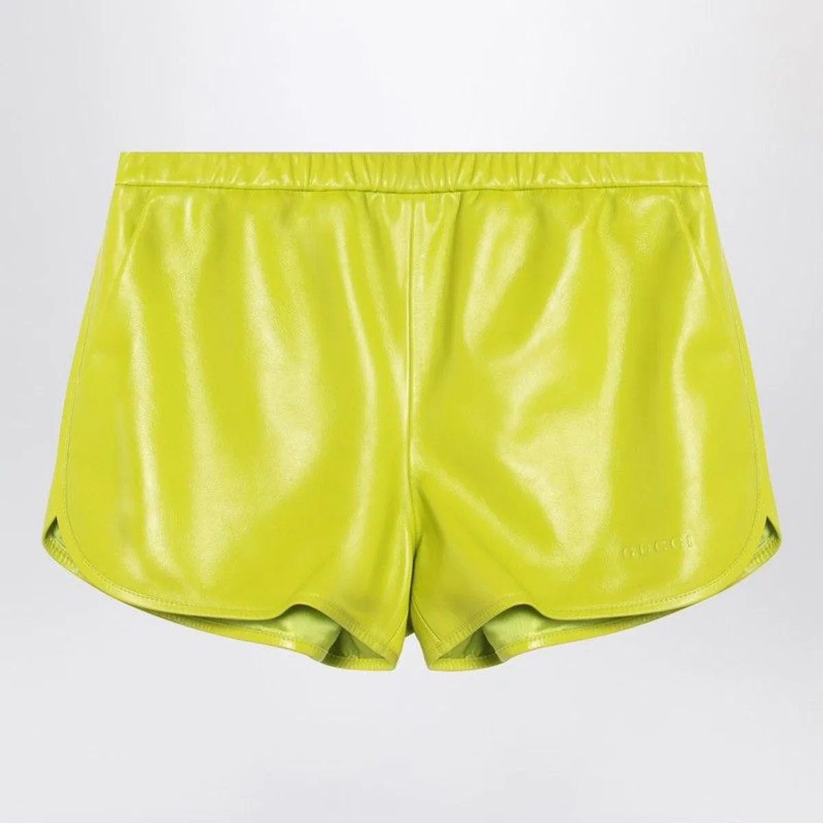 Lime Green Shorts In Leather