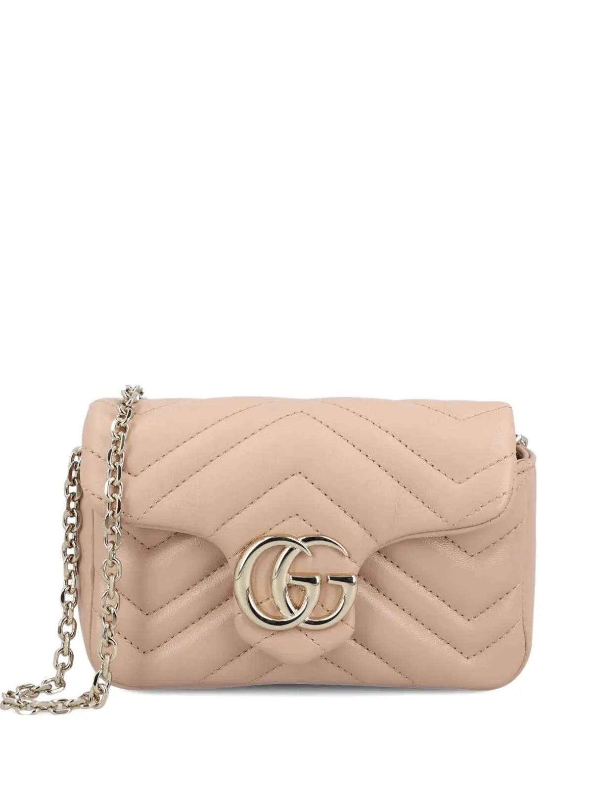 Gucci Powder Pink Leather Mini Gg Marmont Shoulder Bag