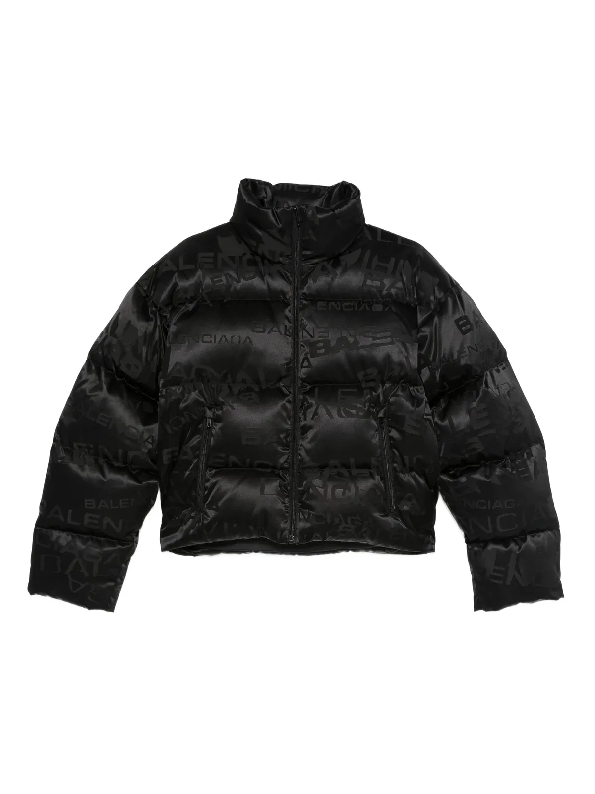 Black Polyamide Cropped Puffer Jacket