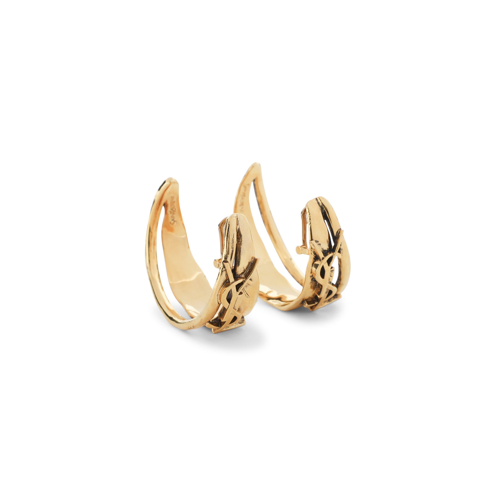 Patine Gold Brass Creole Charm Cassandre Earrings