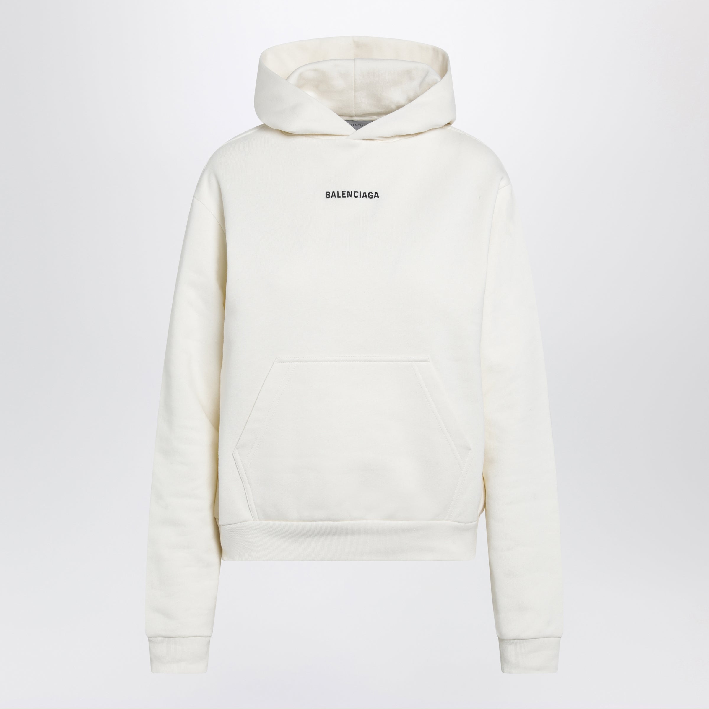 Medium-Fit Embroidered Hoodie In Dry Fleece, Cream