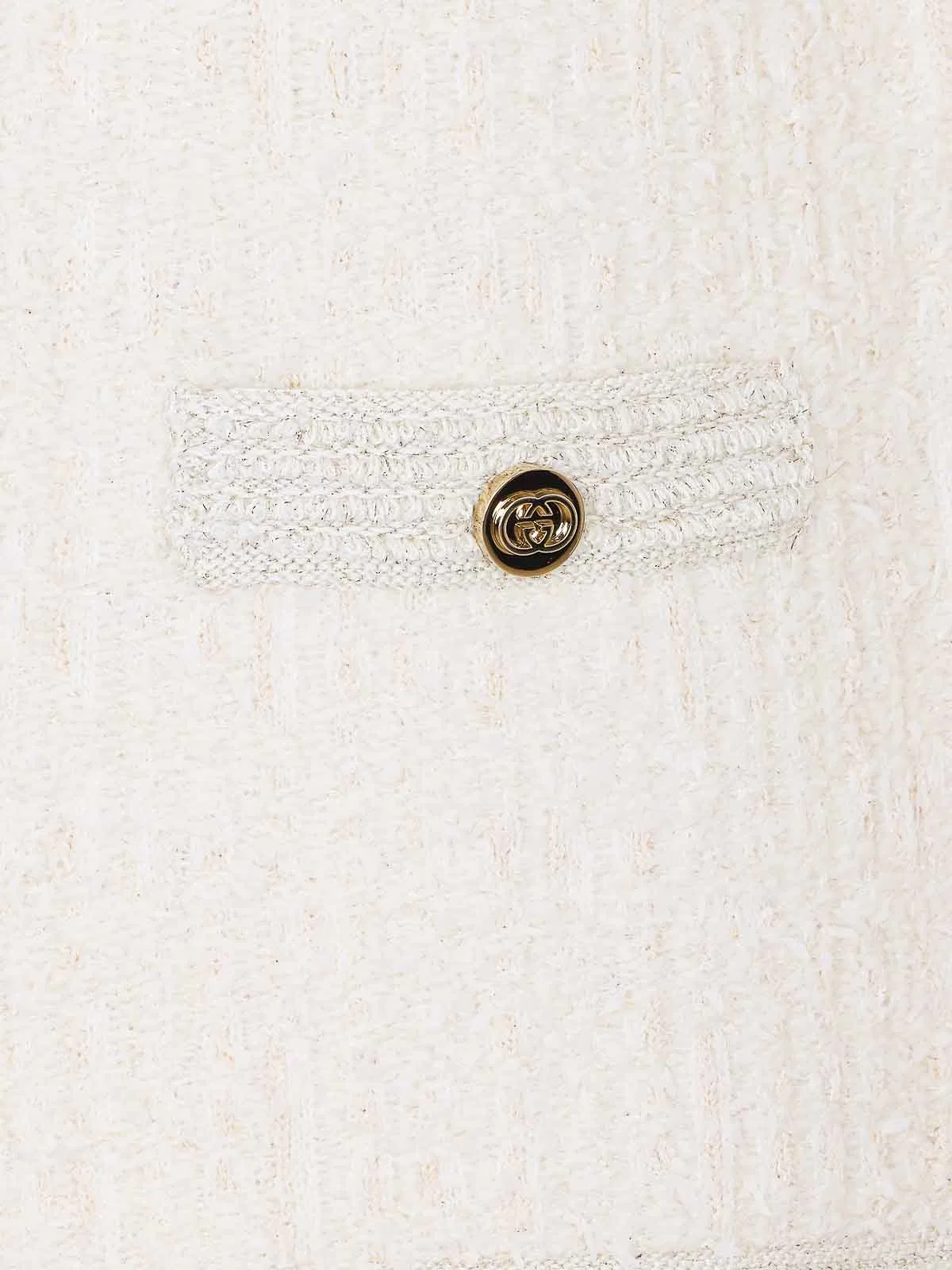 Gucci Women Ivory Stretch Boucle Cardigan In White