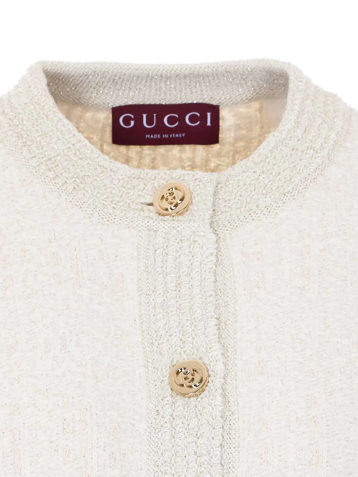Gucci Women Ivory Stretch Boucle Cardigan In White