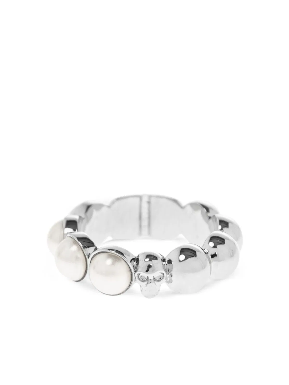 Pearl Embellishment Skull Beaded Ring