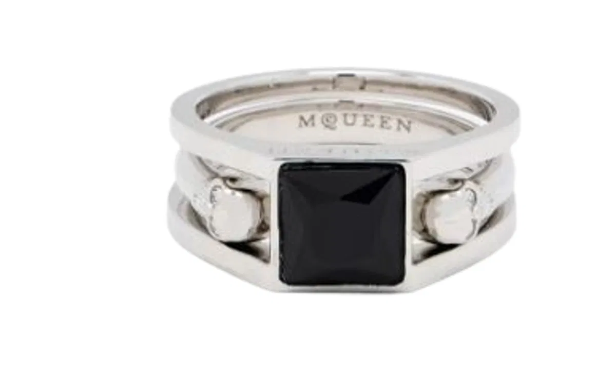 Silver Tone Skull Detail Ring