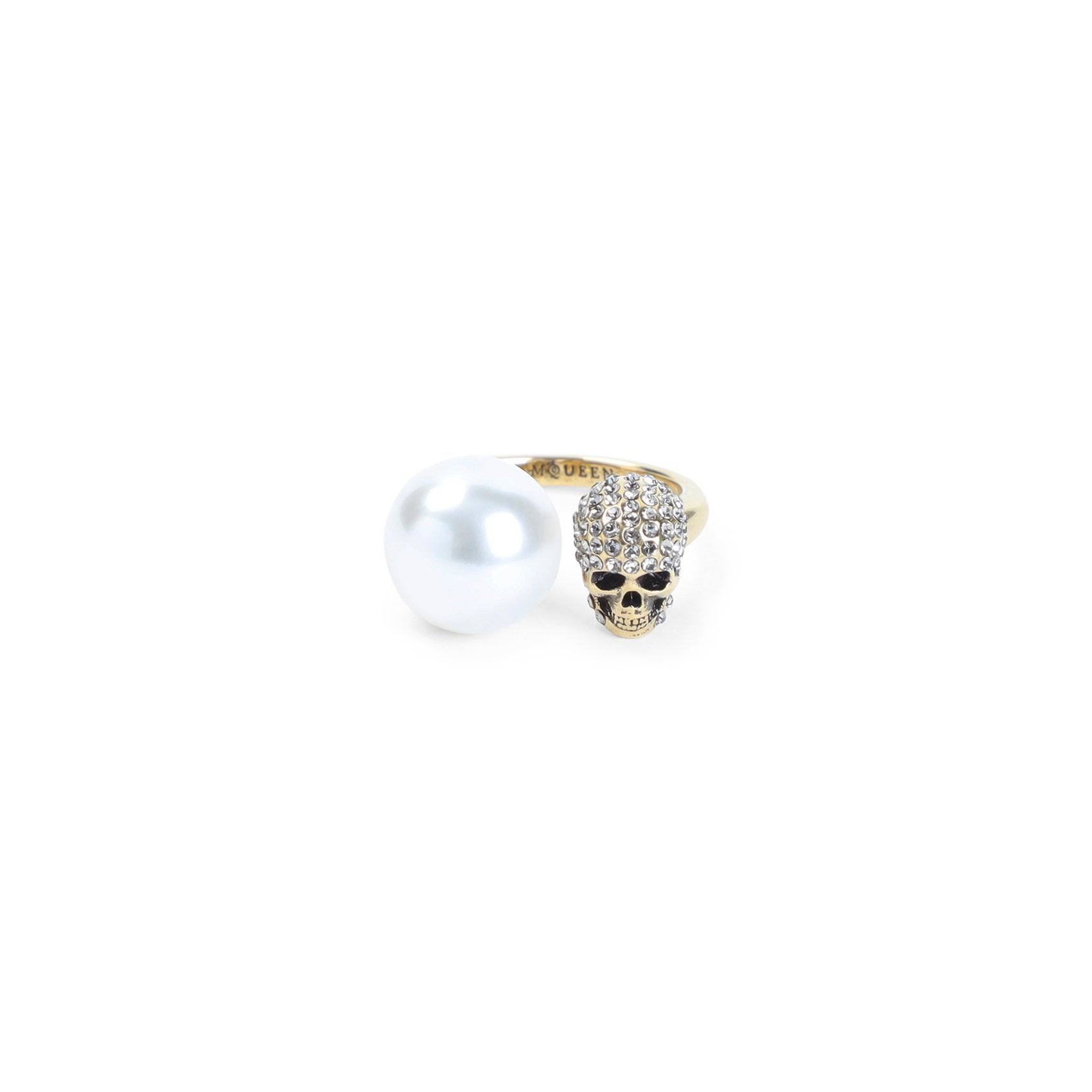 Gold Tone Pearl Skull Logo Accessory