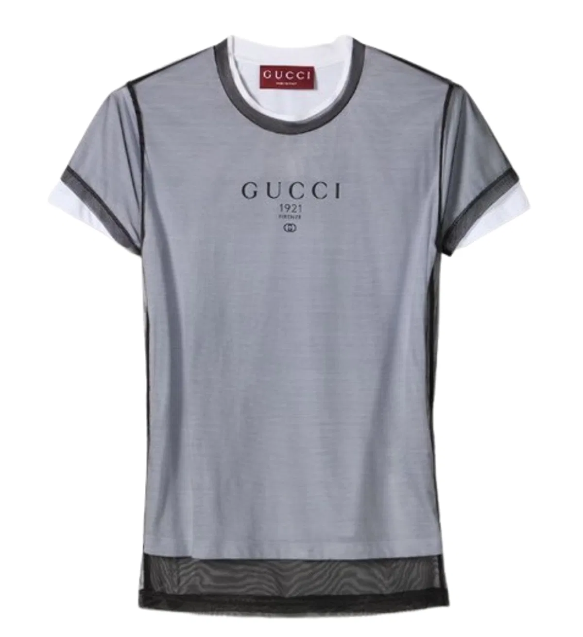 GUCCI GUCCI DOUBLE LAYERED JERSEY T-SHIRT WITH PRINT