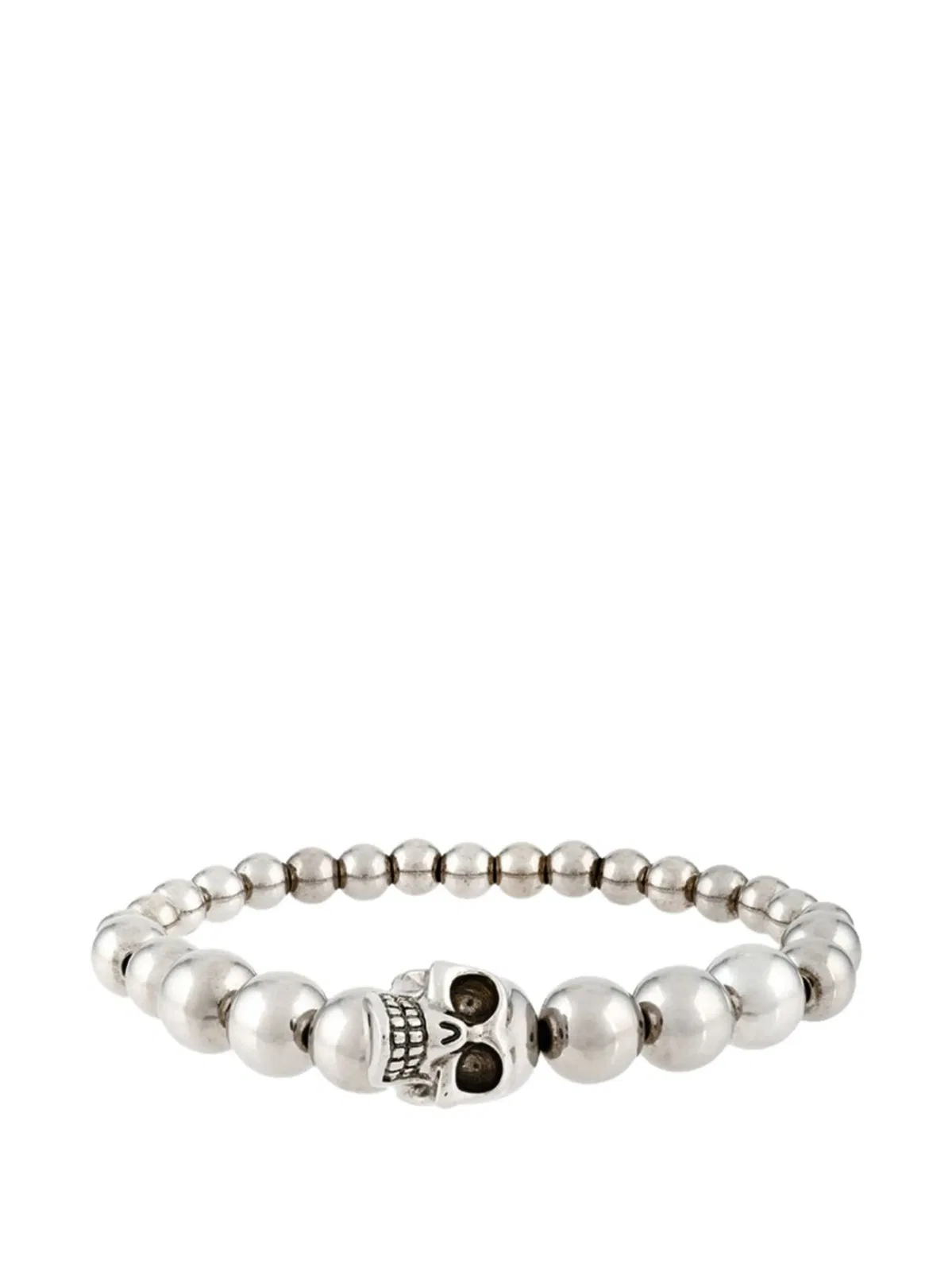 Silver Tone Engraved Skull Bracelet