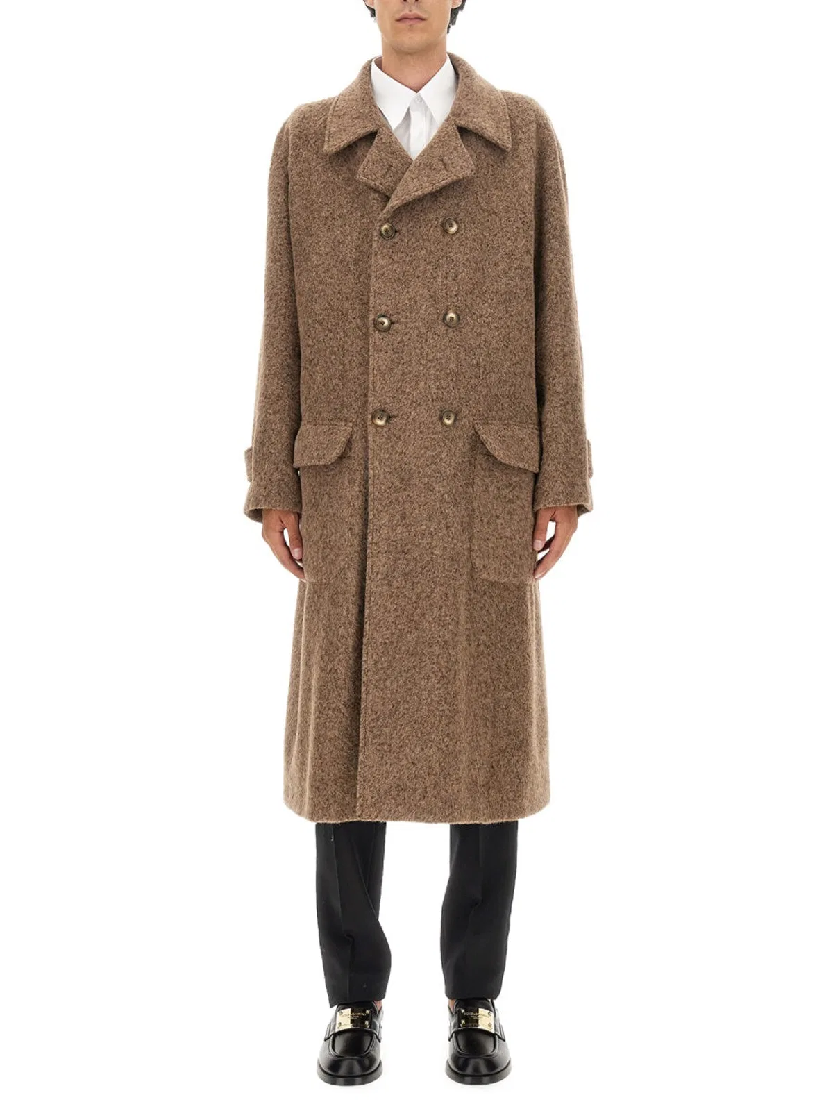 Dolce & Gabbana Double-breasted Wool Blend Jacket In Brown