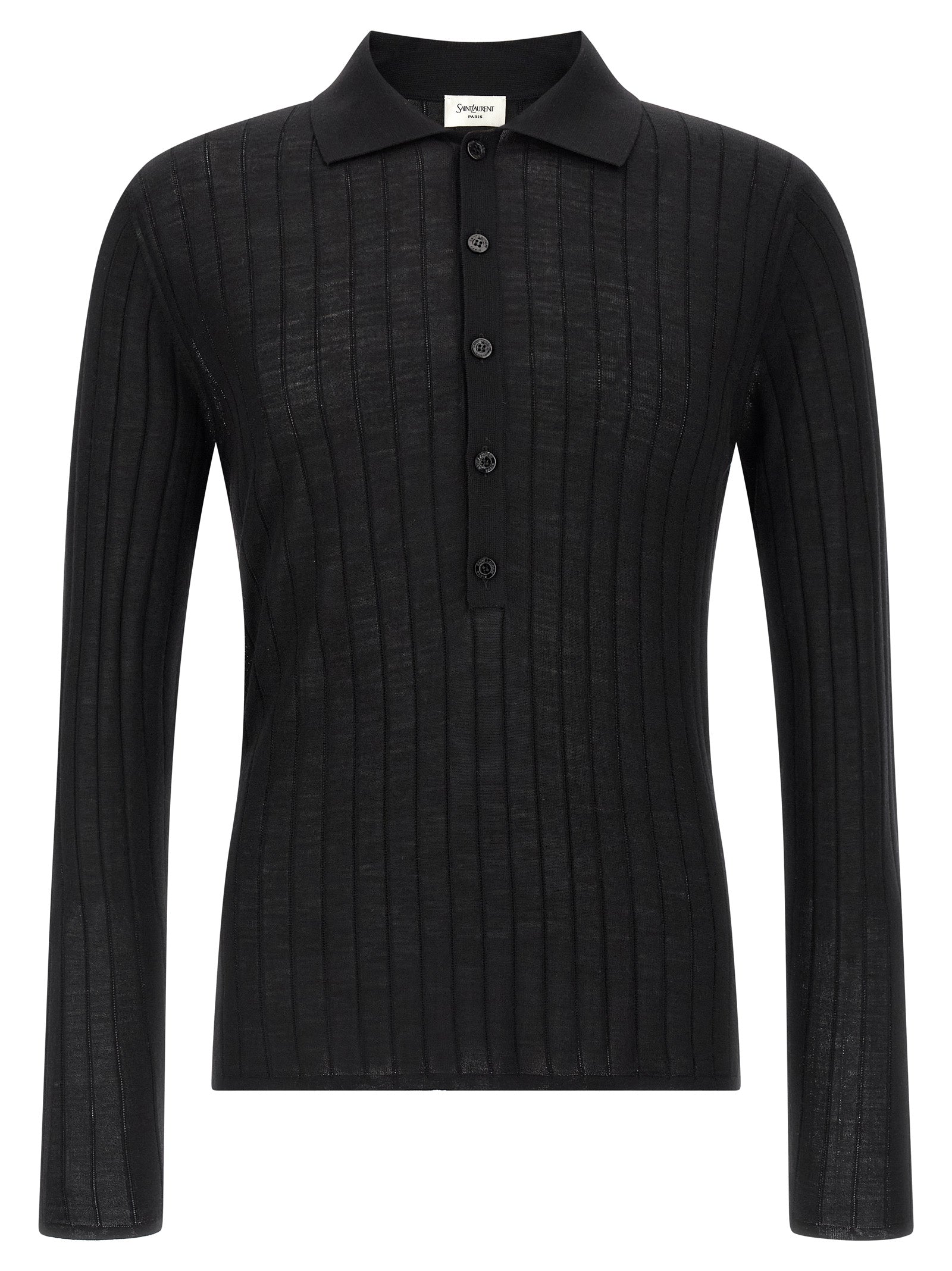 Pointelle Wool Polo Shirt