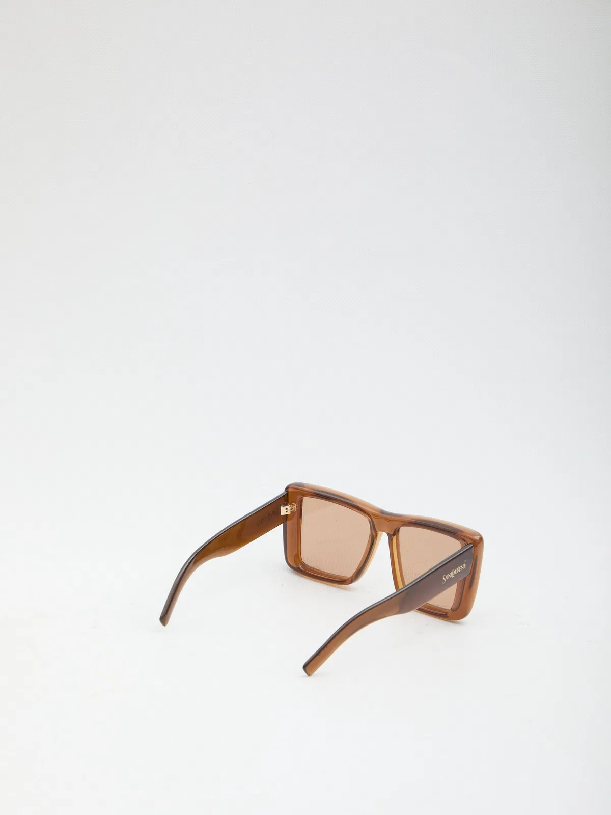 Saint Laurent Howl Rectangular Sunglasses Nylon Lenses Temples In Brown