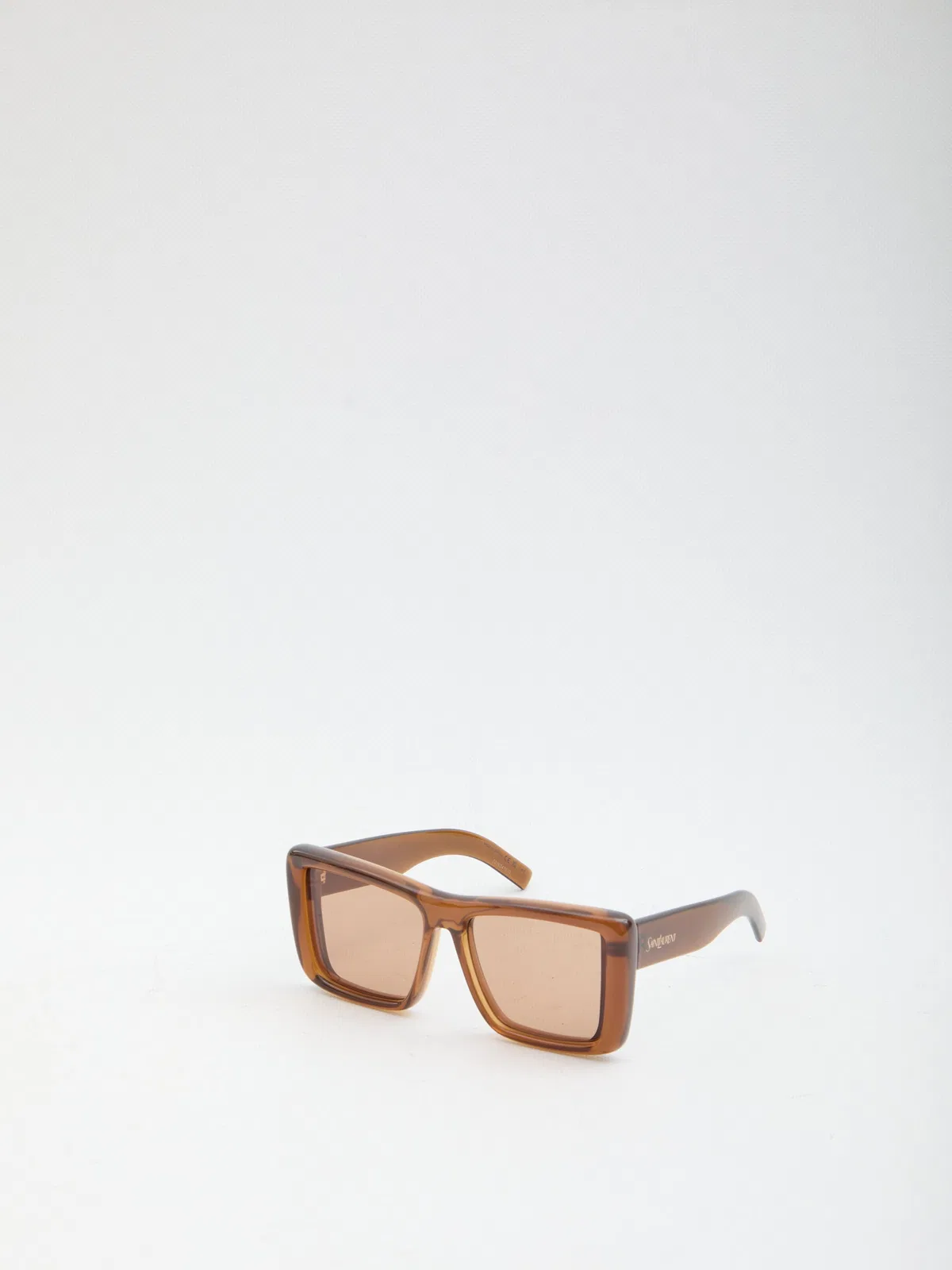 Saint Laurent Howl Rectangular Sunglasses Nylon Lenses Temples In Brown