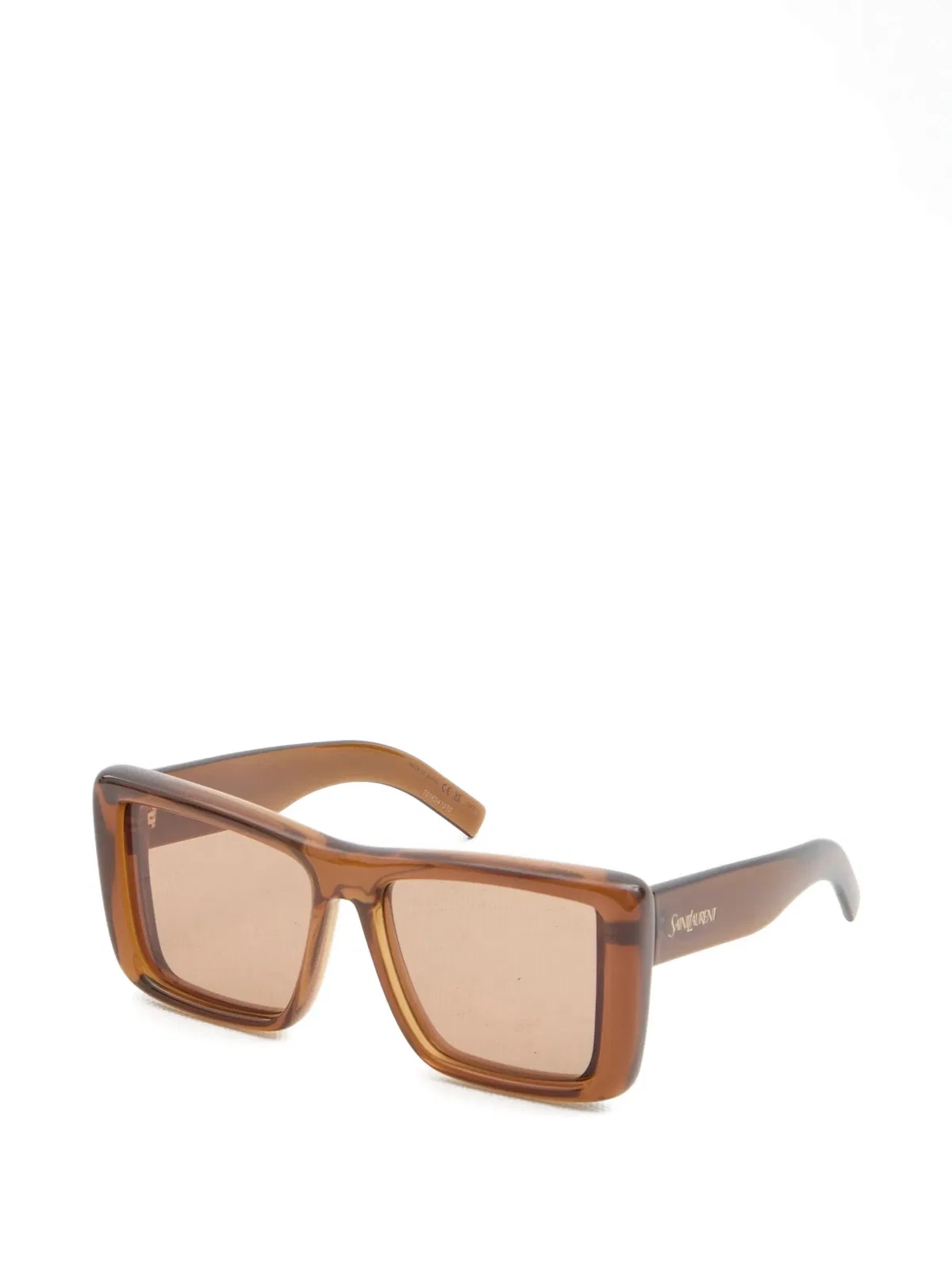 Saint Laurent Howl Rectangular Sunglasses Nylon Lenses Temples In Brown