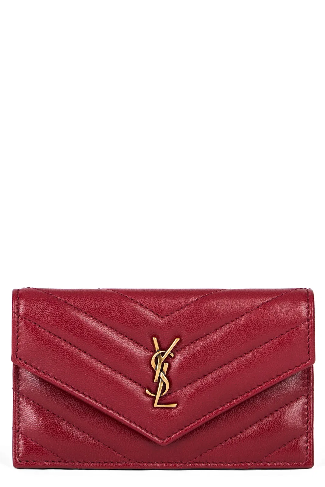 Saint Laurent Leather Cardholder With Logo In Red