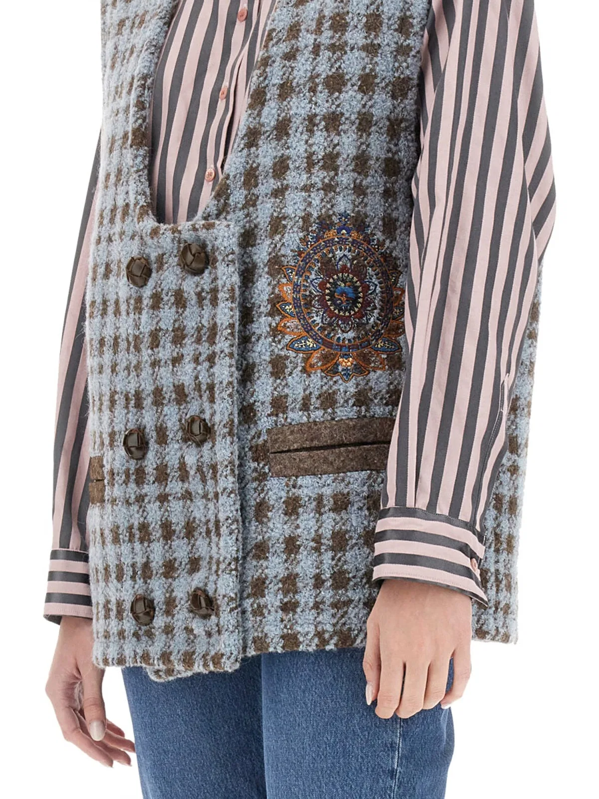 Etro Houndstooth Over Vest In Multi