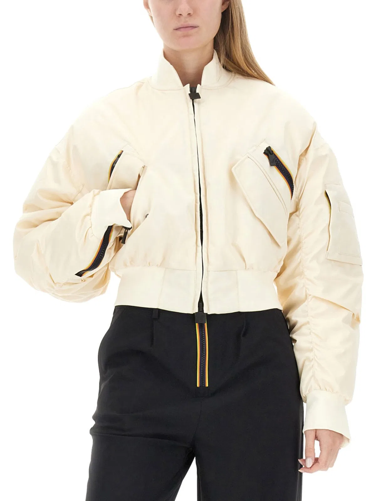K-way Loncrop Thermo Shiny Twill Jackets Short Woman In Neutral