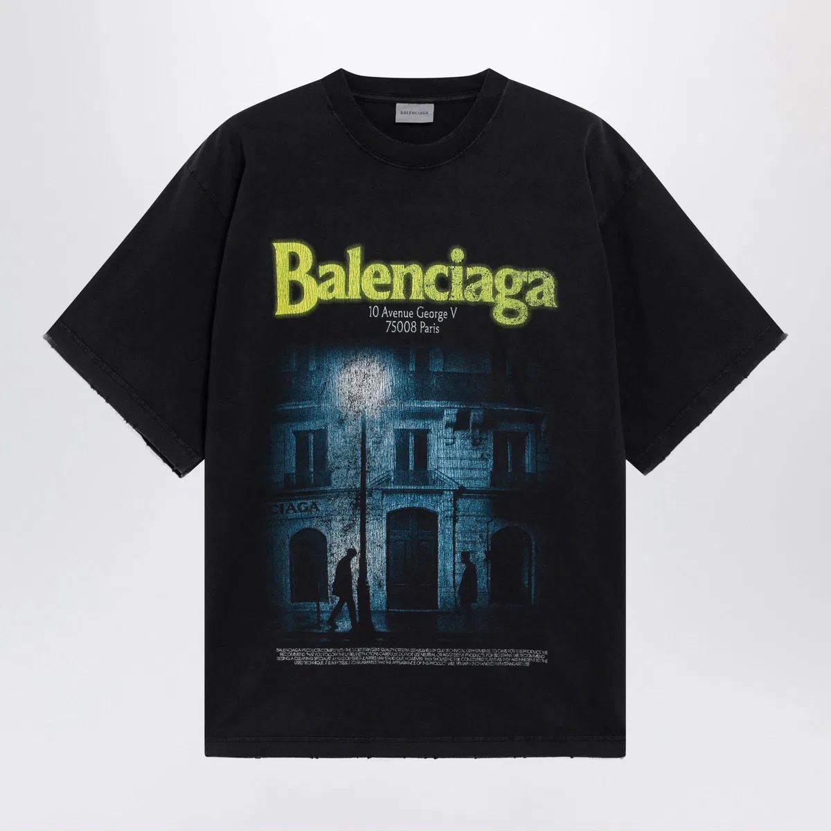 Black Faded Oversized T-Shirt With Logo Print