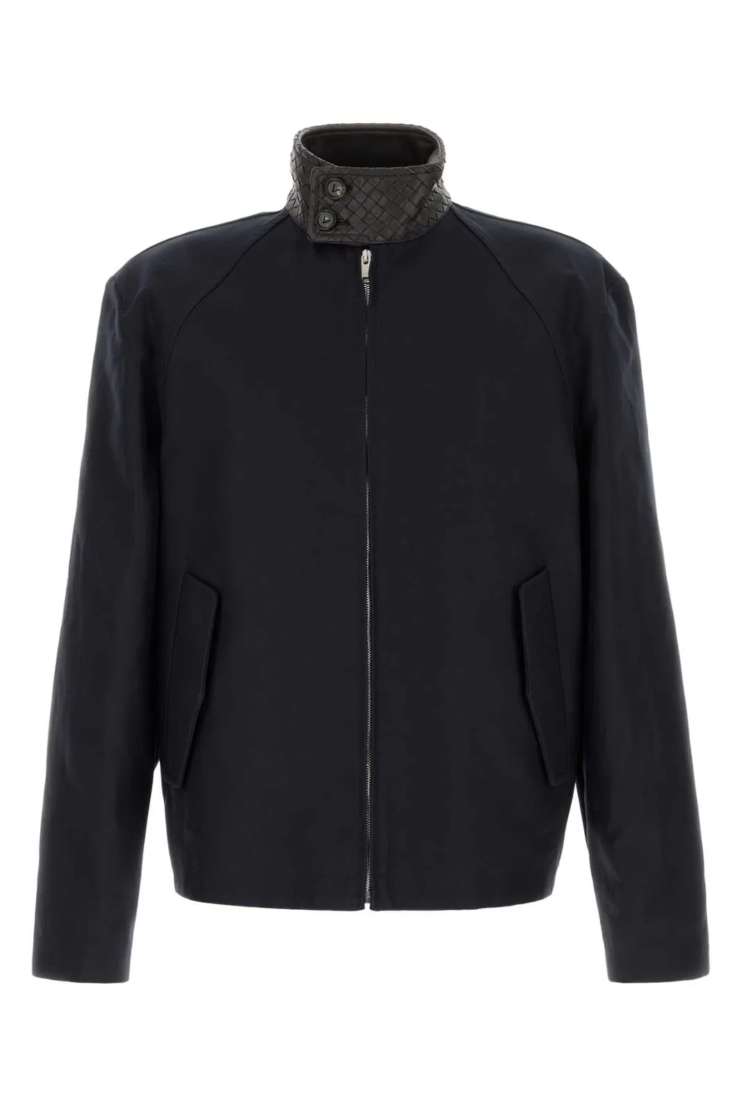 Navy Blue Gabardine Harrington Jacket