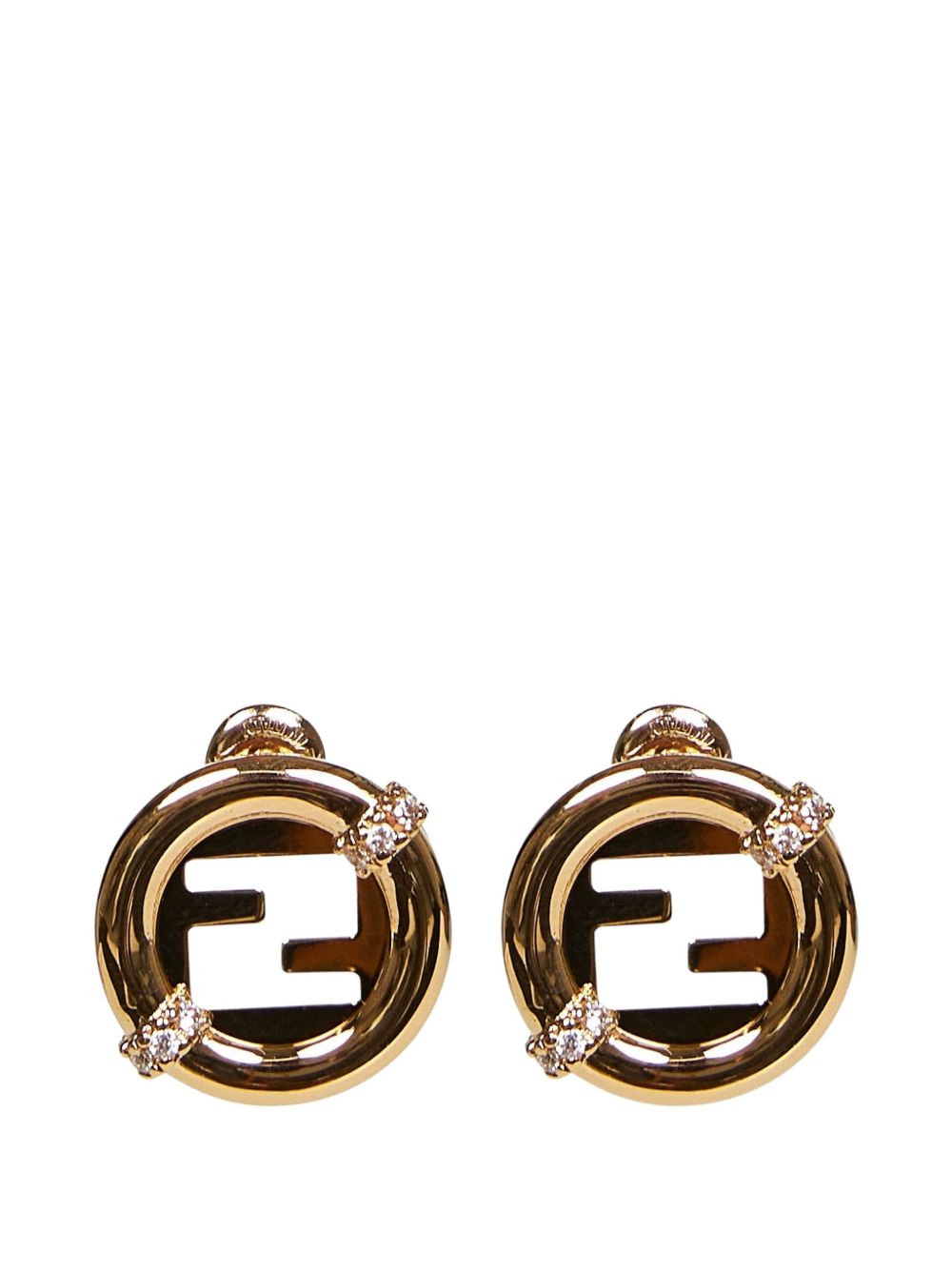Everround Fendi Metal And Crystal Earrings