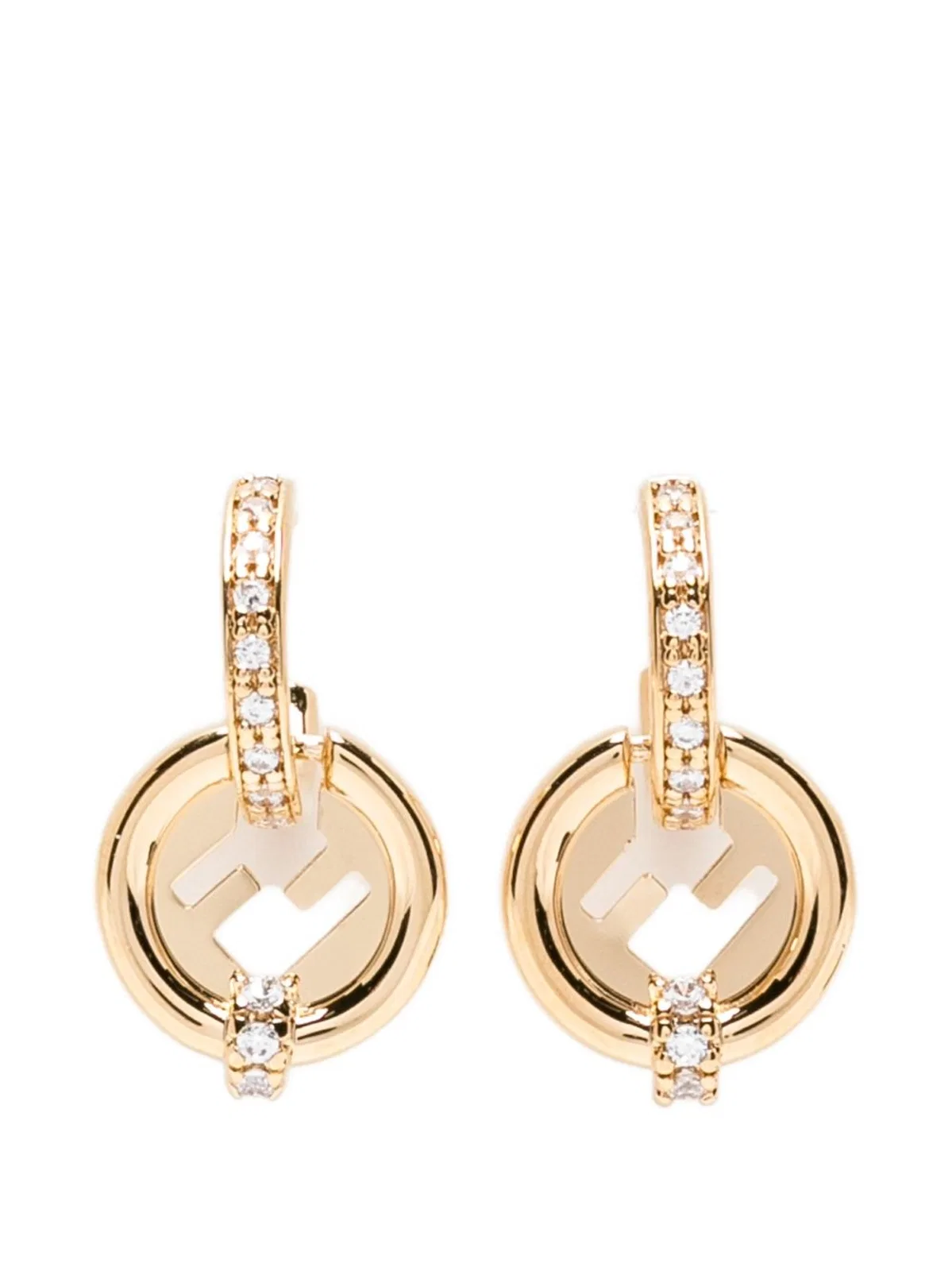 Gold Metal Everround Fendi Earrings