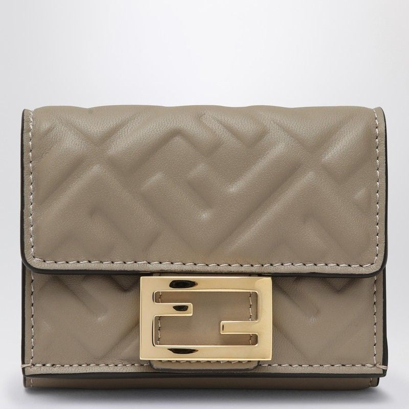 Micro Wallet Taupe Gold Logo