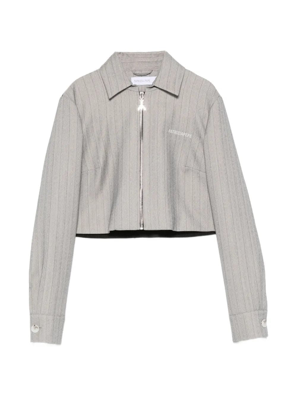 Pinstripe-Pattern Cropped Jacket