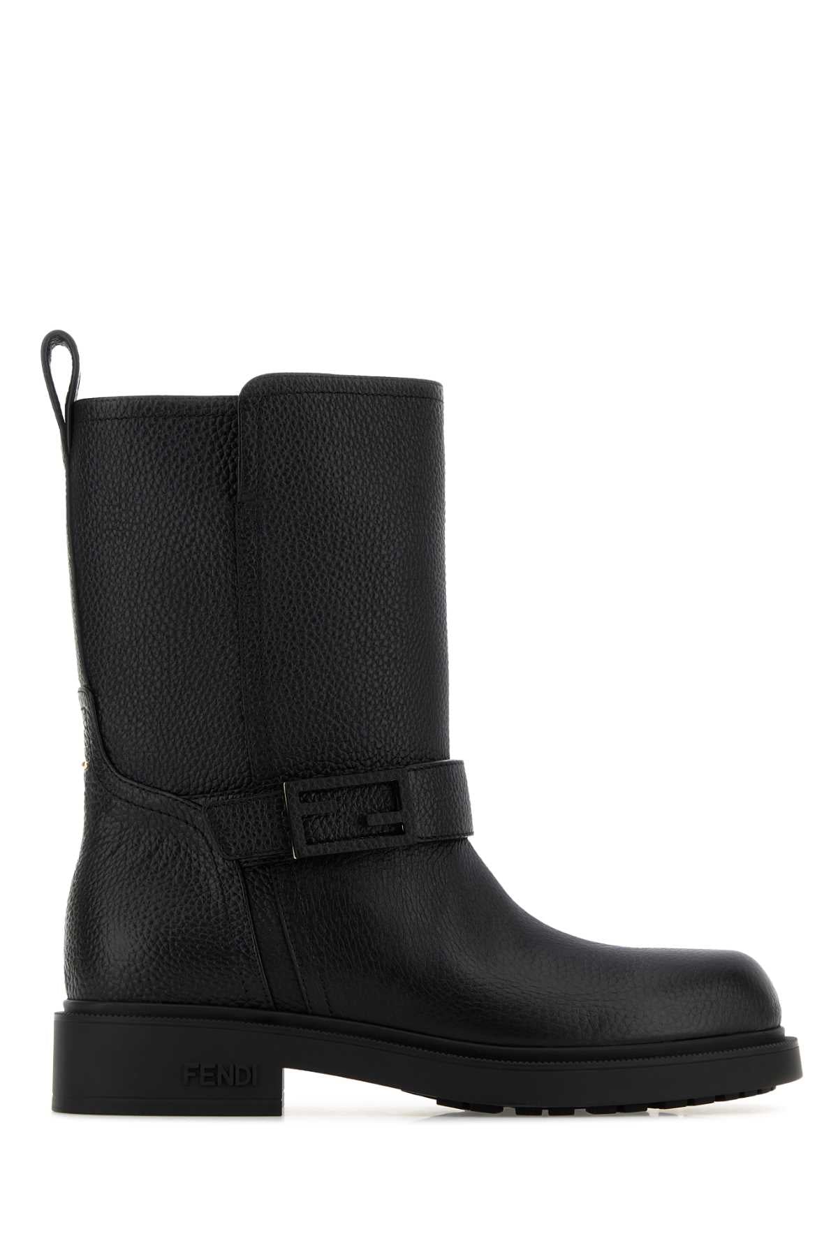 Black Leather Fendi Filo Boots