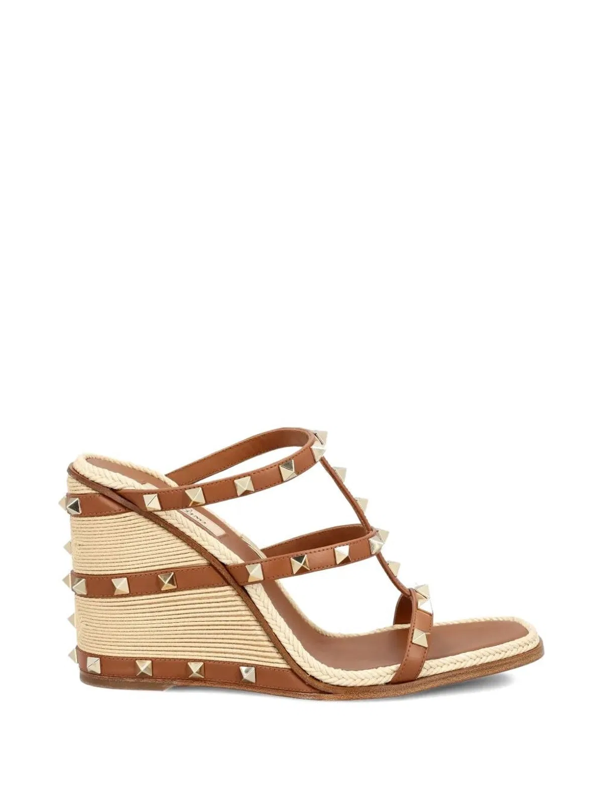 Valentino Garavani Wedge Sandal Rockstud In Calfskin With Cornely Embroidery